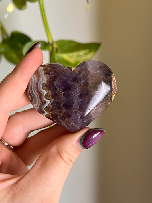 Amethyst x Crazy Lace Agate Heart R