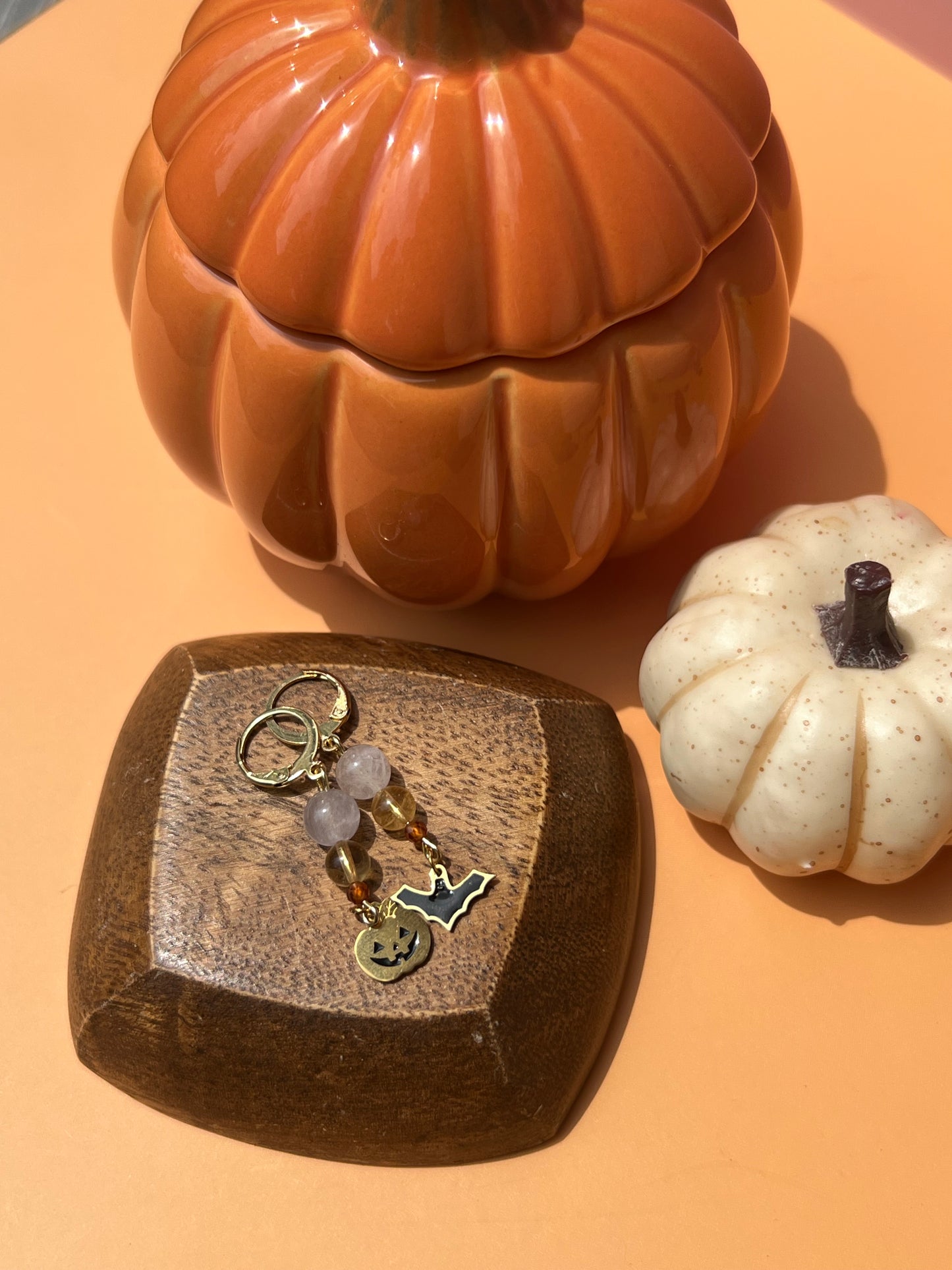 Summerween Gold Dangle Earrings 🦇🎃