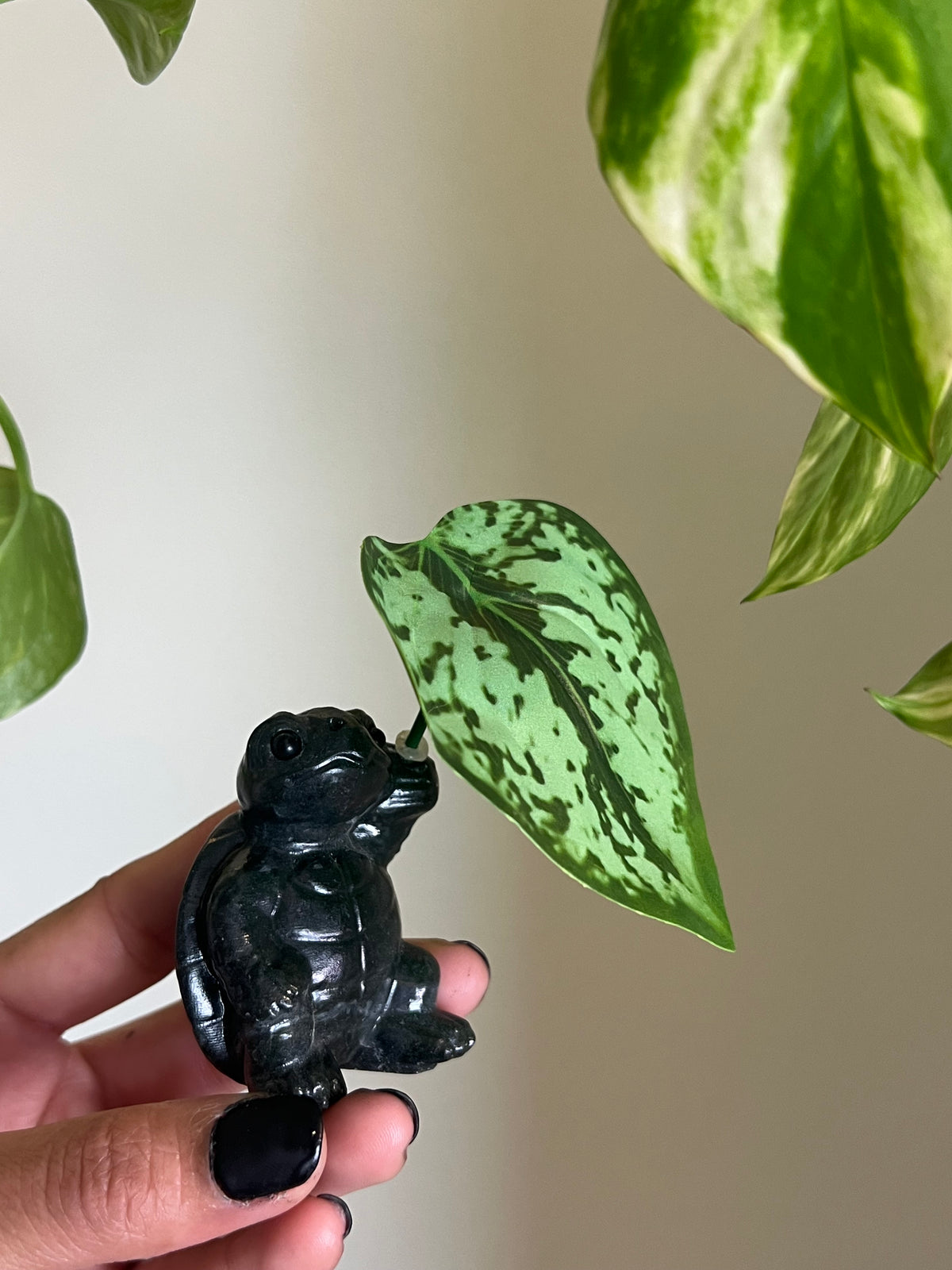 Jade Turtle with Leaf Umbrella
