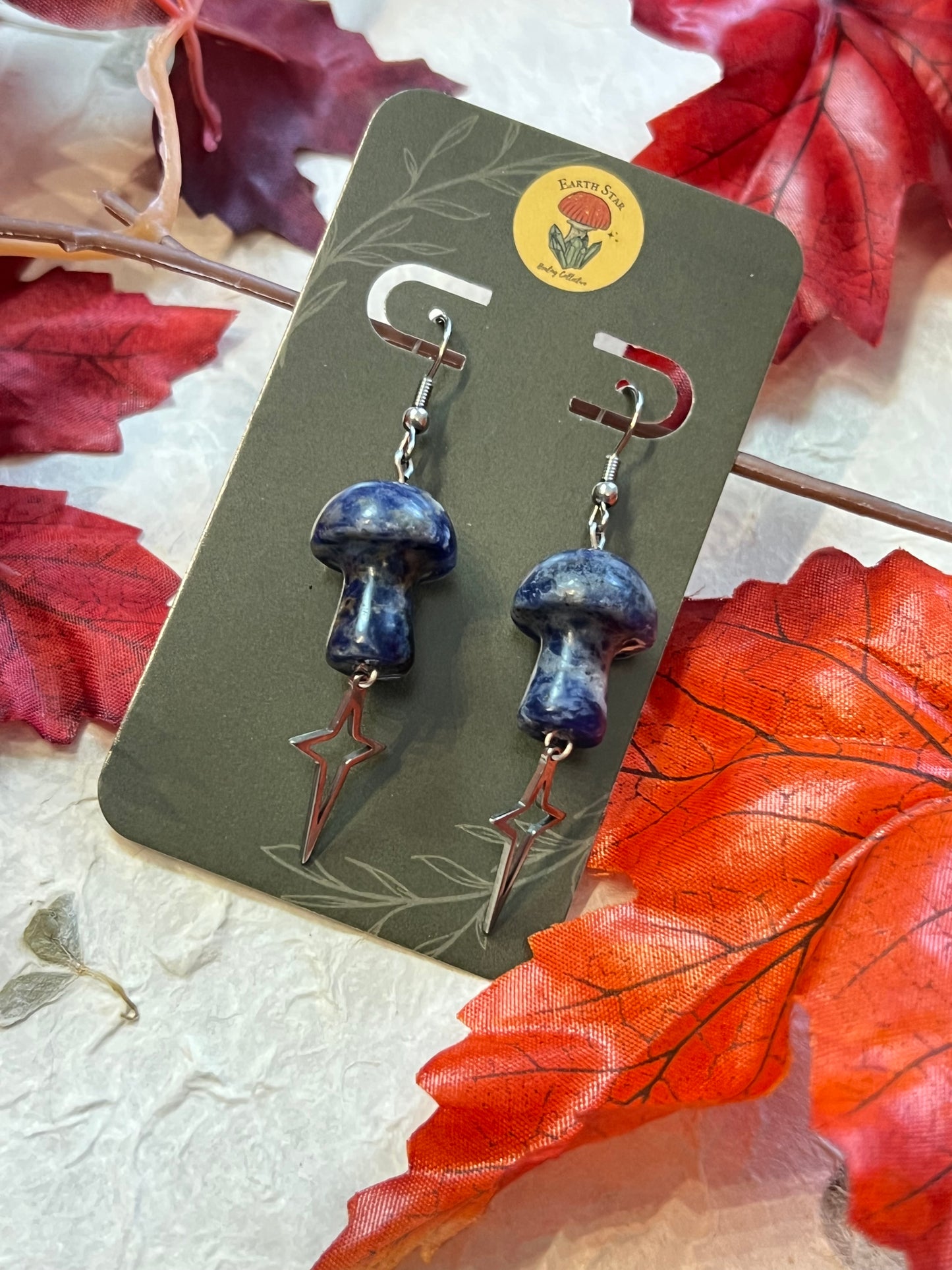 Sodalite Celestial Mushroom Earrings