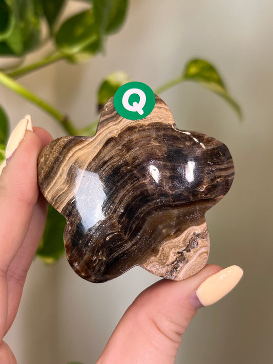Chocolate Swirl Calcite Groovy Flower - Q