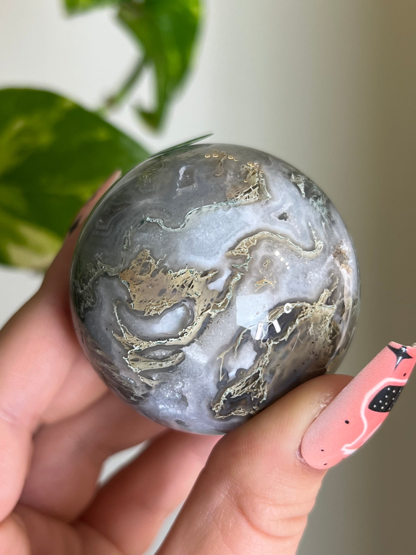 Moss Agate Sphere - K 🌿
