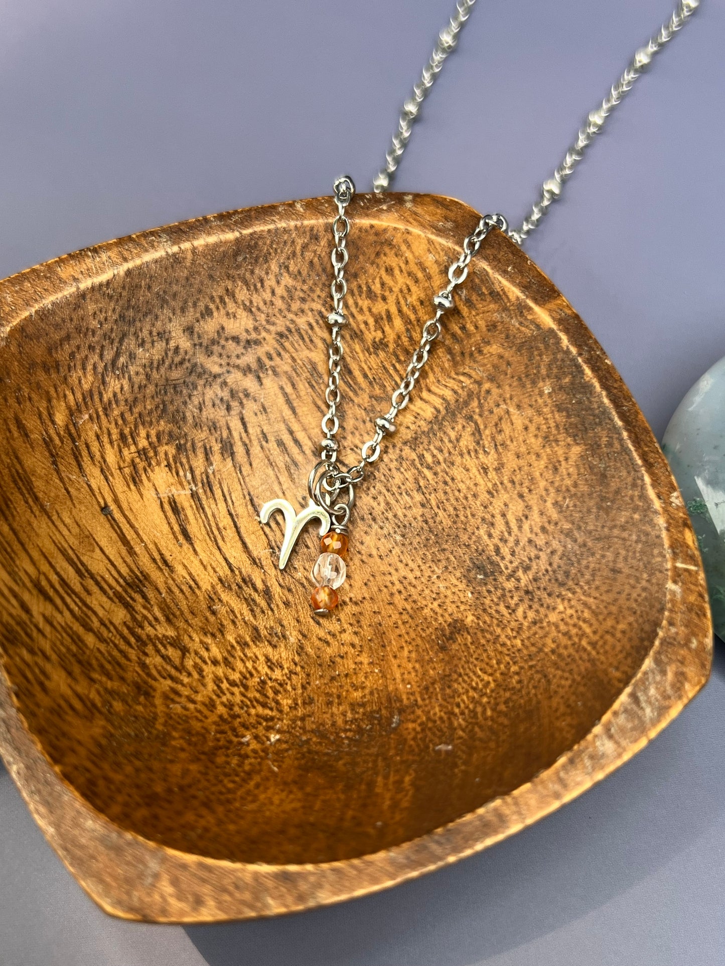 Aries - Zodiac Sign Gemstone Silver Necklace
