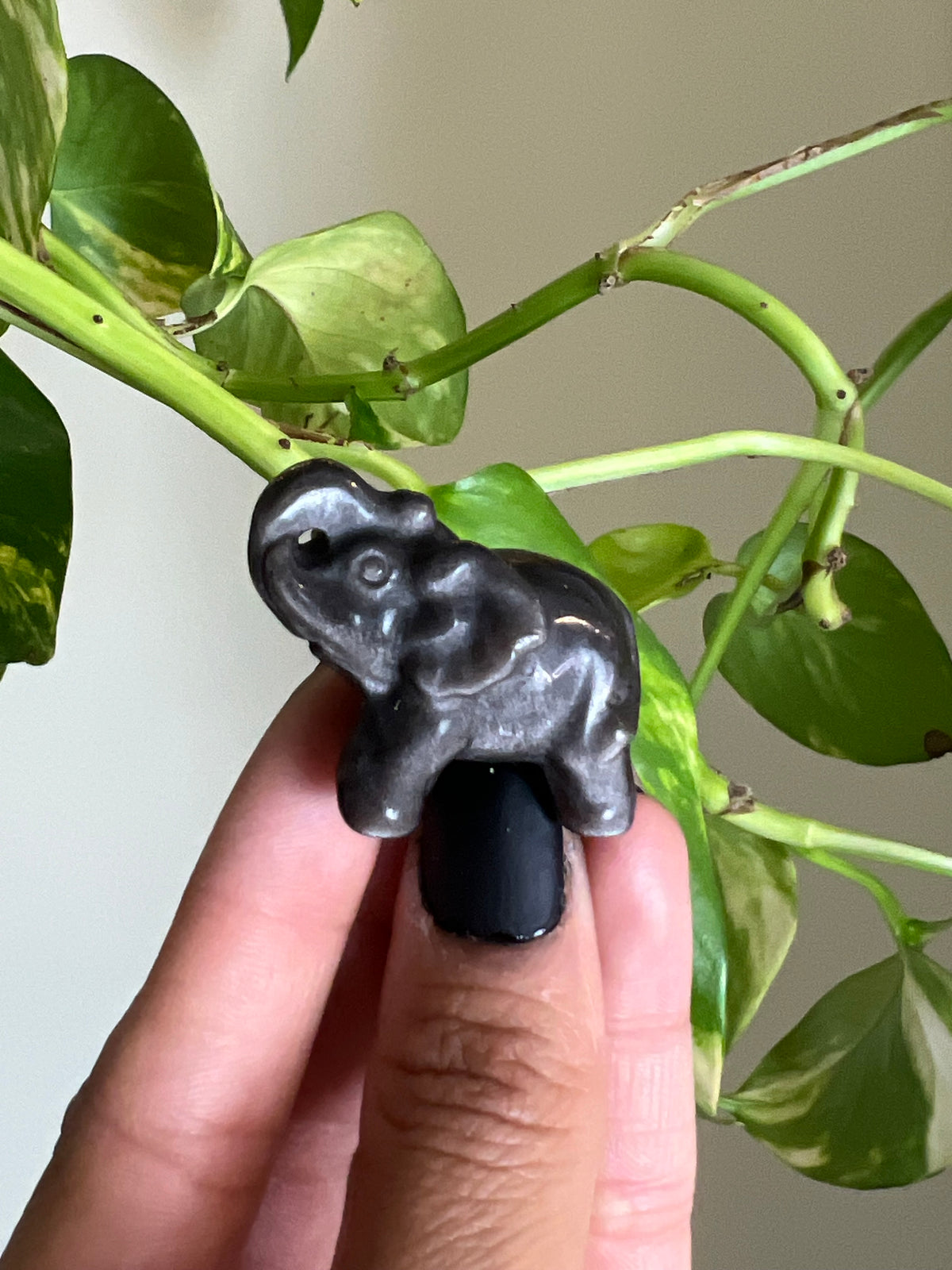 Silver Sheen Obsidian Elephant