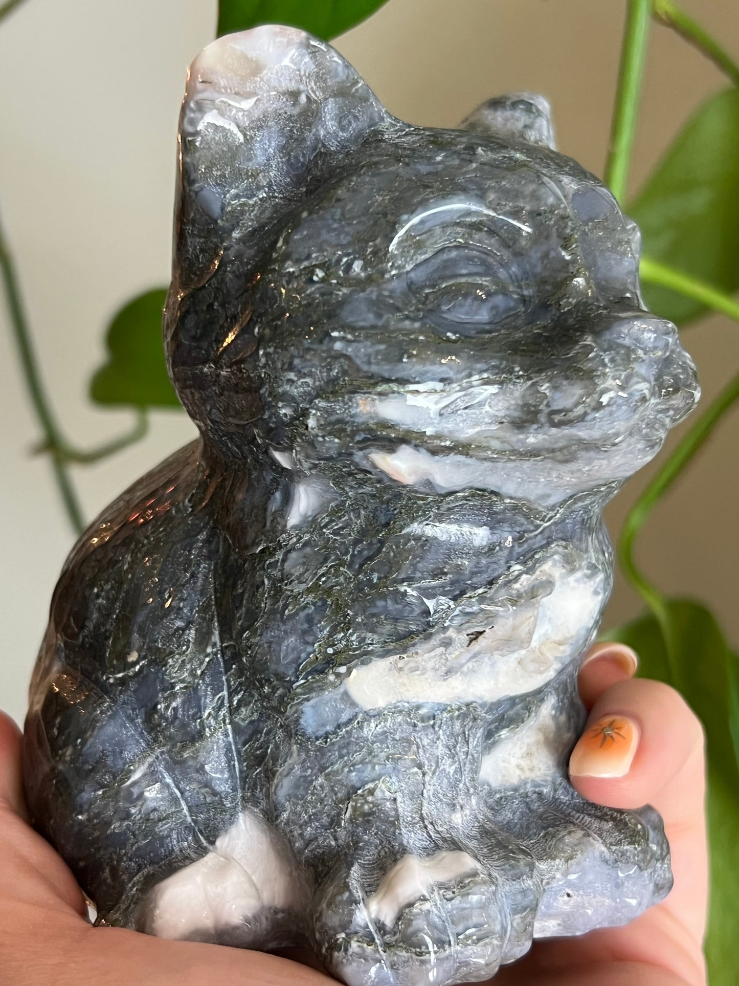 Moss Agate Large Cat