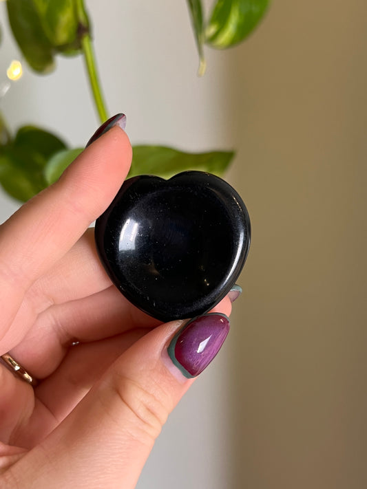 Black Obsidian Heart Worry Stone