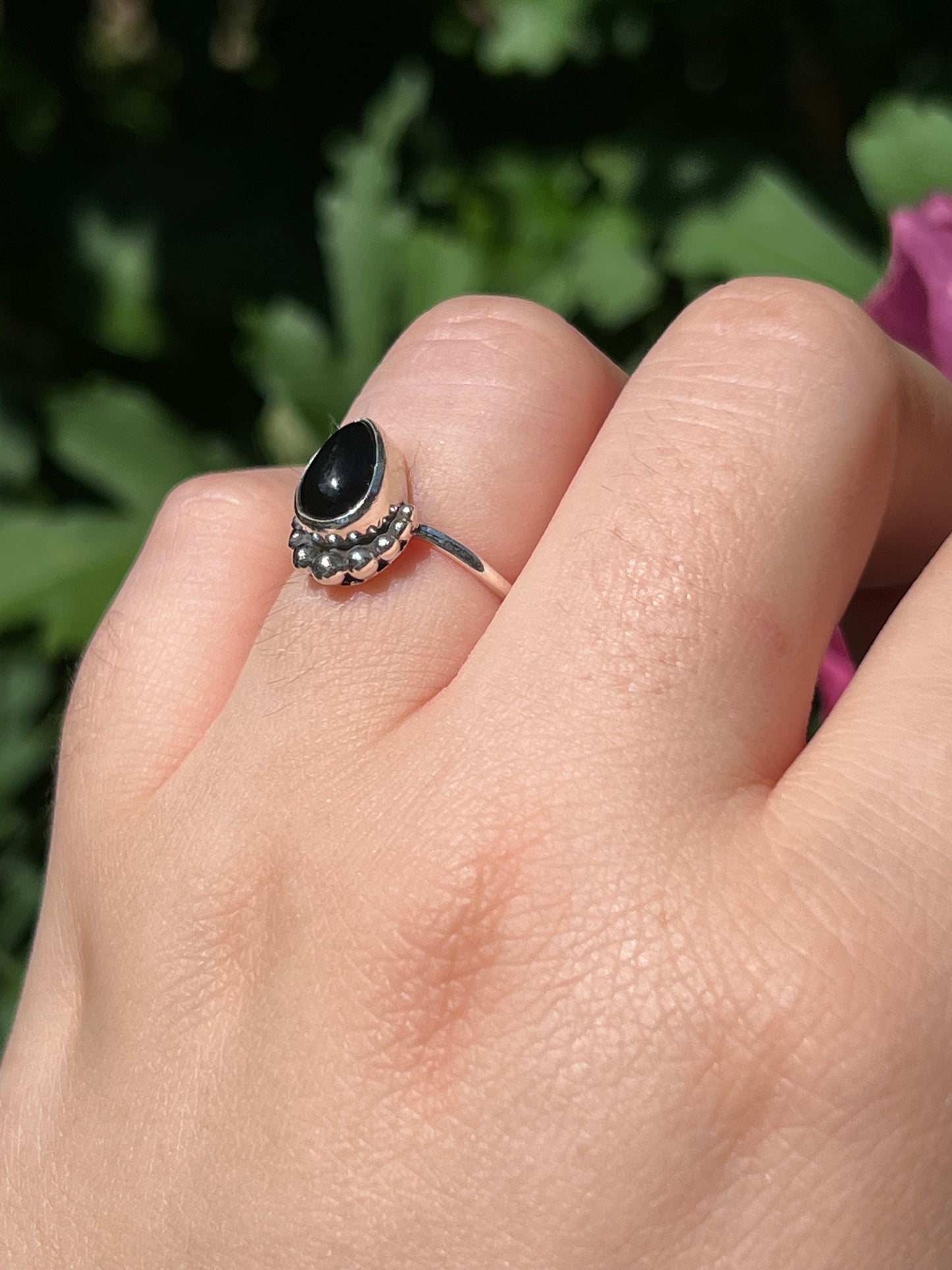 Black Onyx Sterling Silver Ring | Size 6