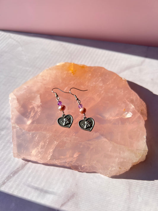 Lavender Pearl + Amethyst Cherub Earrings