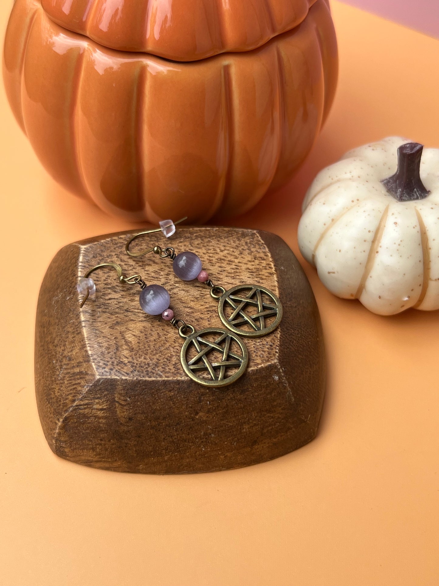 Lavender Pentacle of Life Earrings