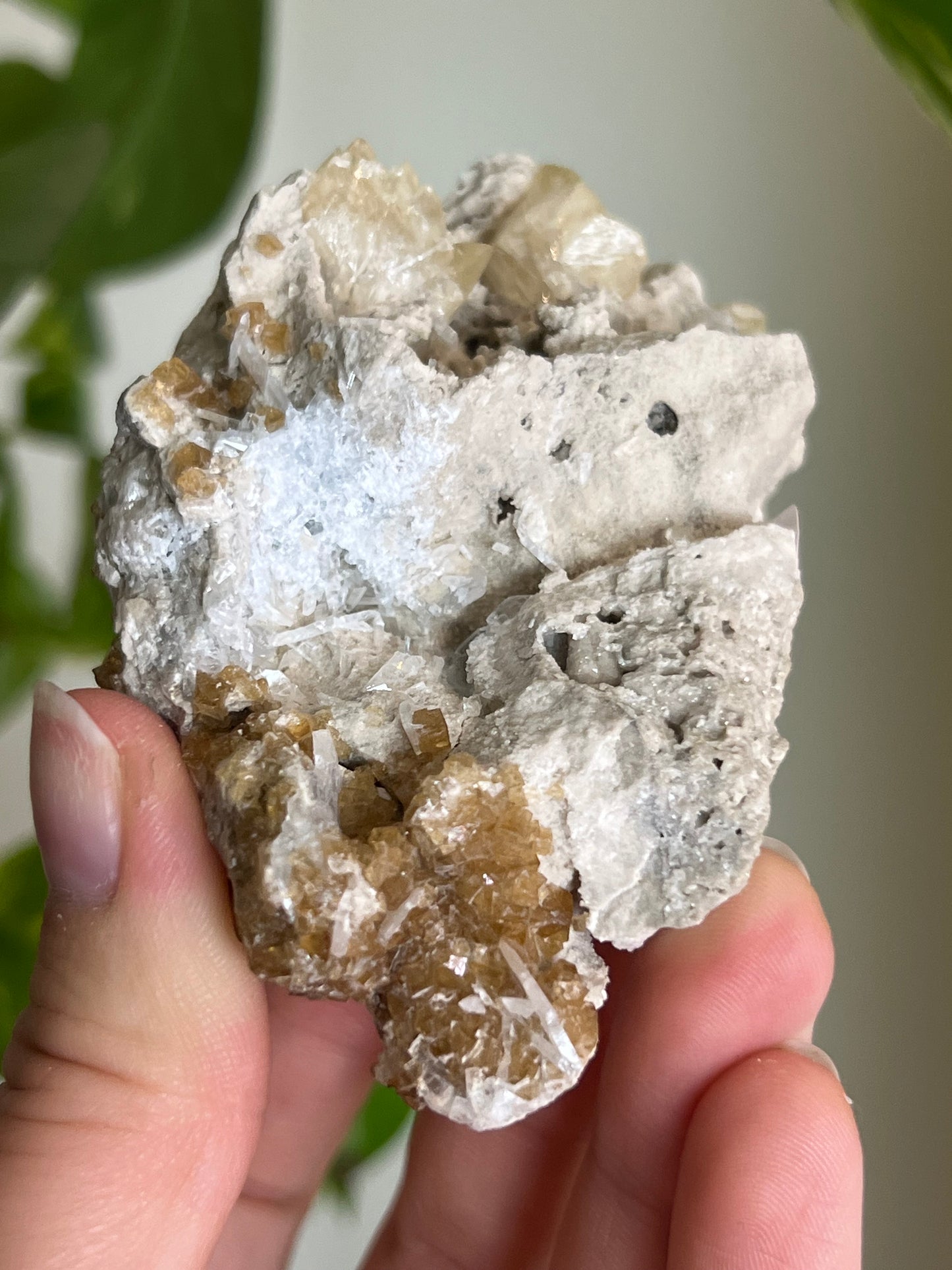 Deep Yellow Fluorite x Celestite Cluster * Rare