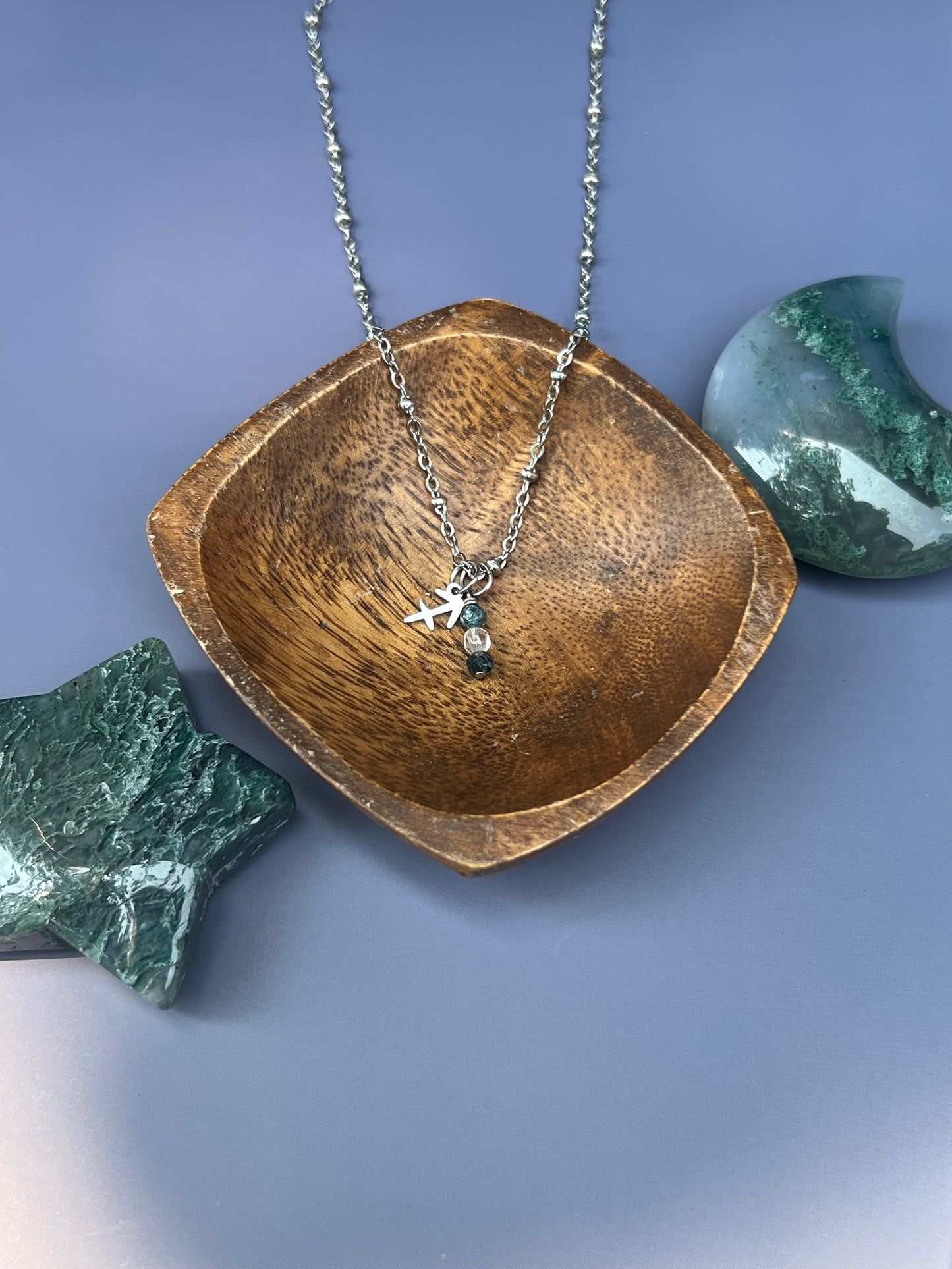 Sagittarius - Zodiac Sign Gemstone Silver Necklace