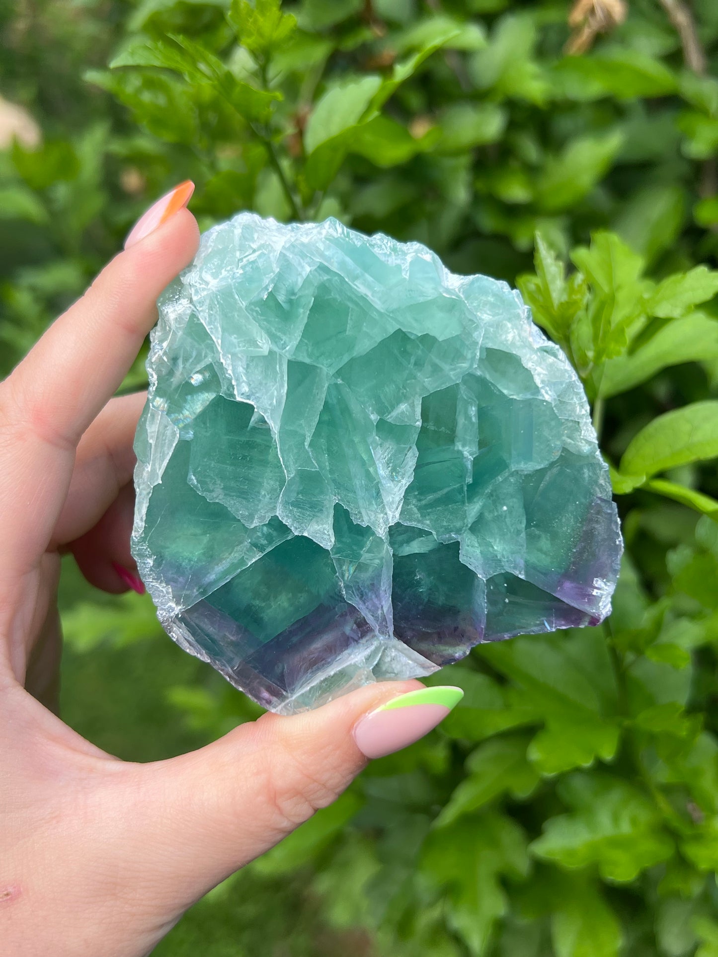 Rainbow Fluorite Self Standing Slab - Half Polished