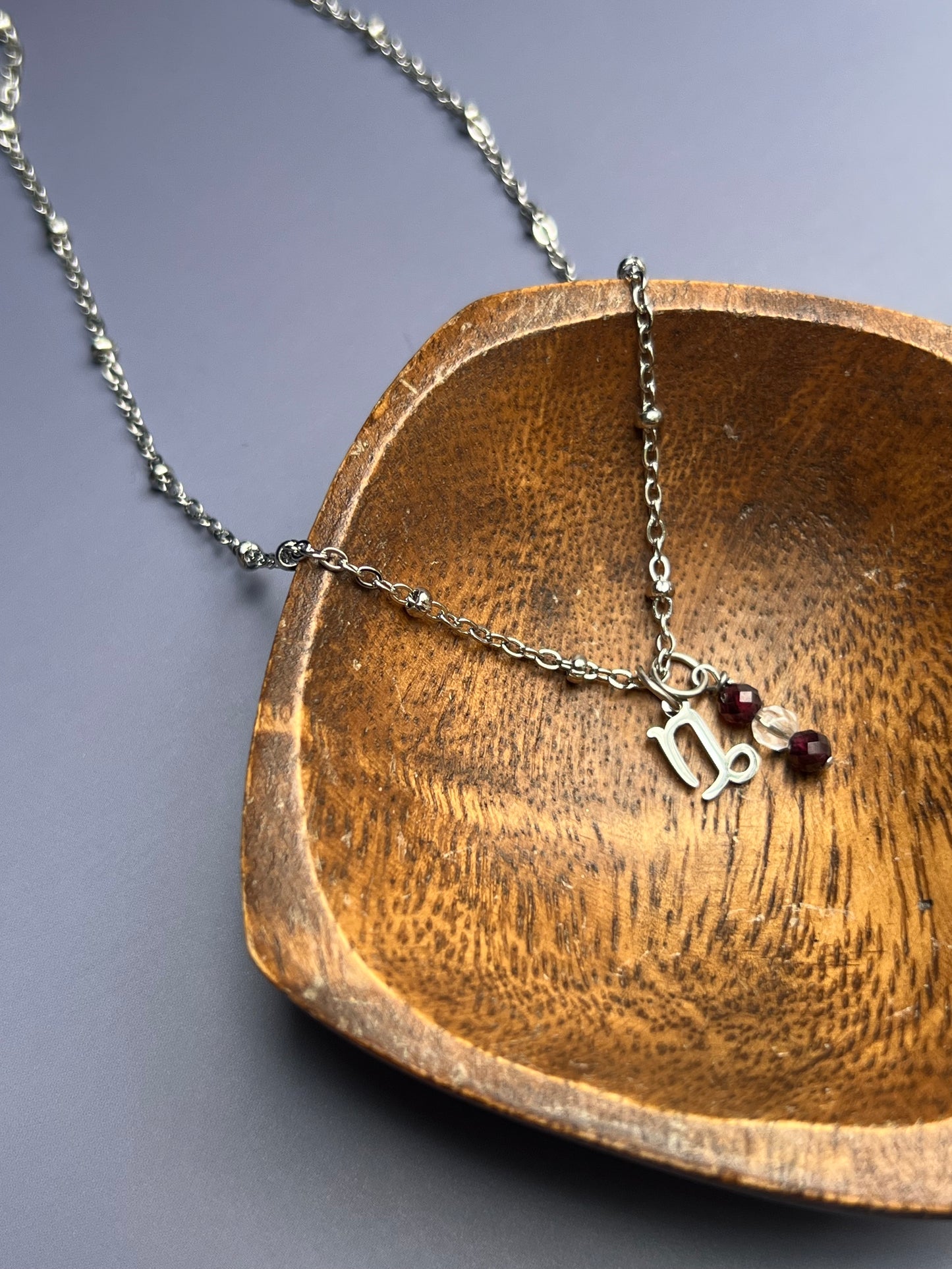Capricorn - Zodiac Sign Gemstone Silver Necklace