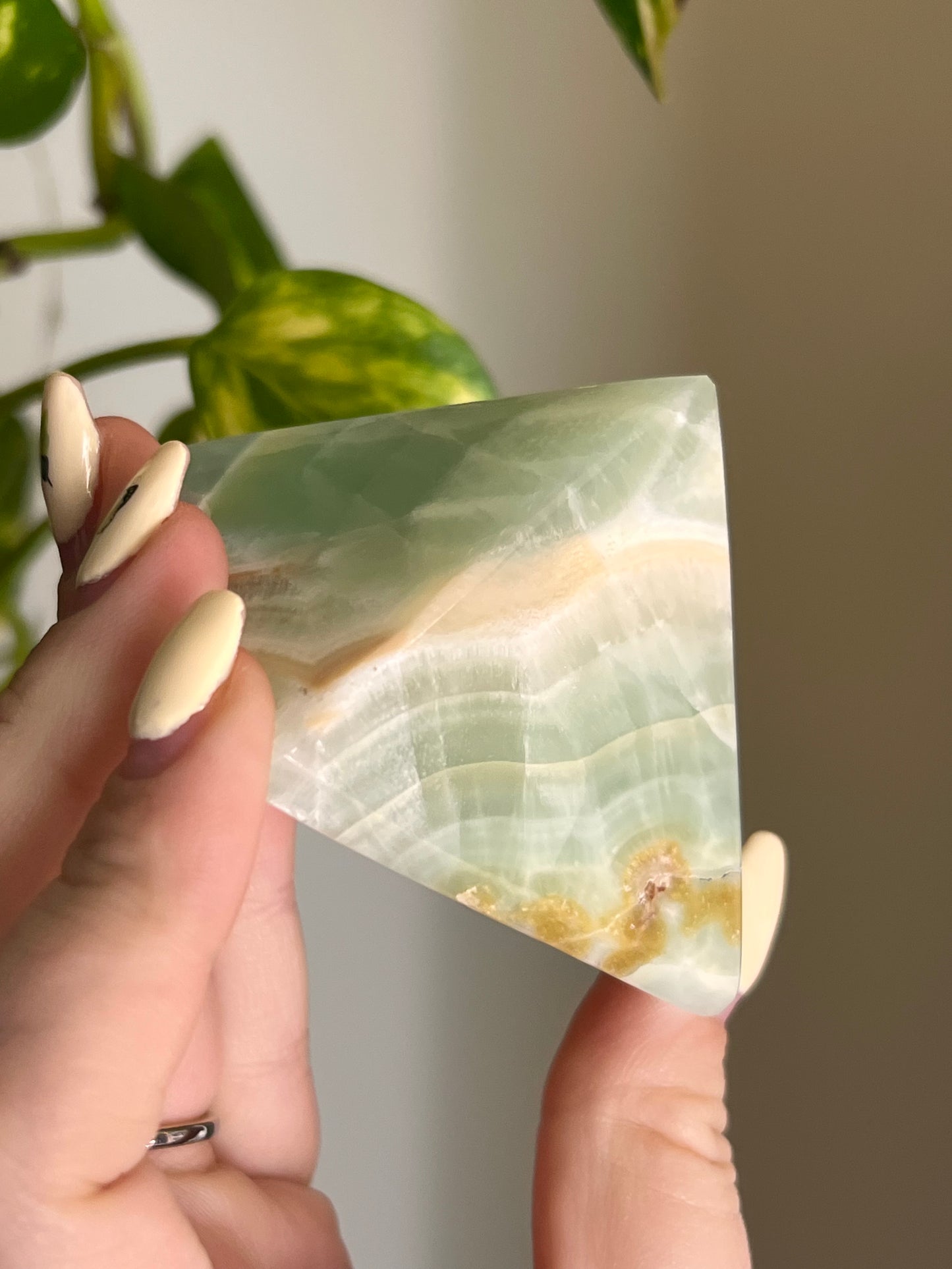 Pistachio Calcite Pyramid - J
