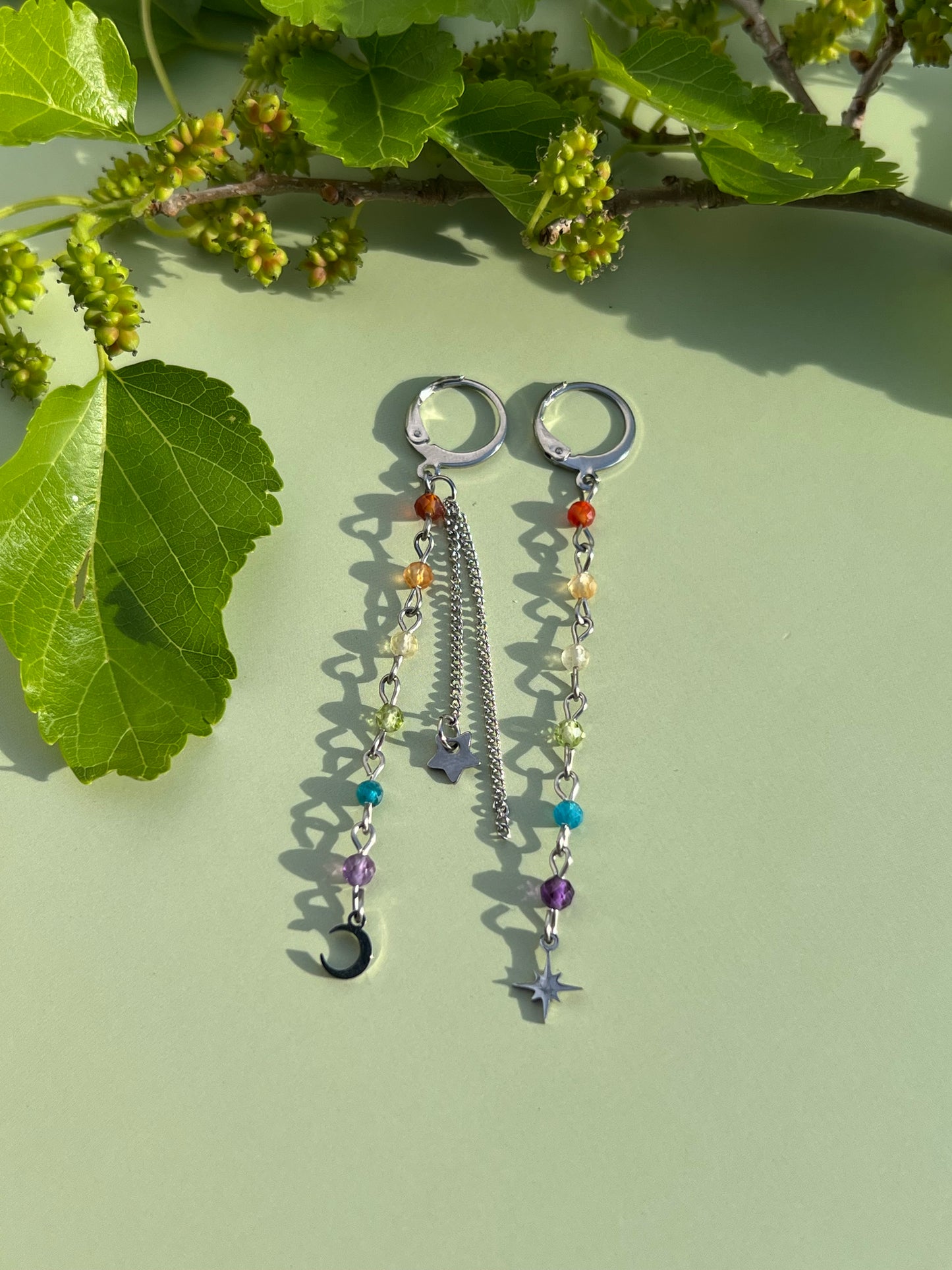Rainbow Celestial Starburst Earrings