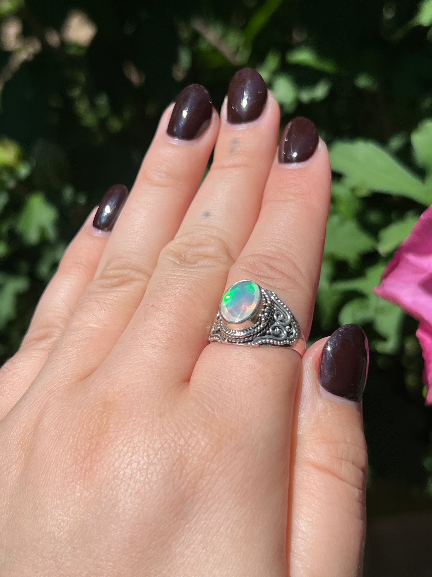 Ethiopian Opal Sterling Silver Ring | Size 8