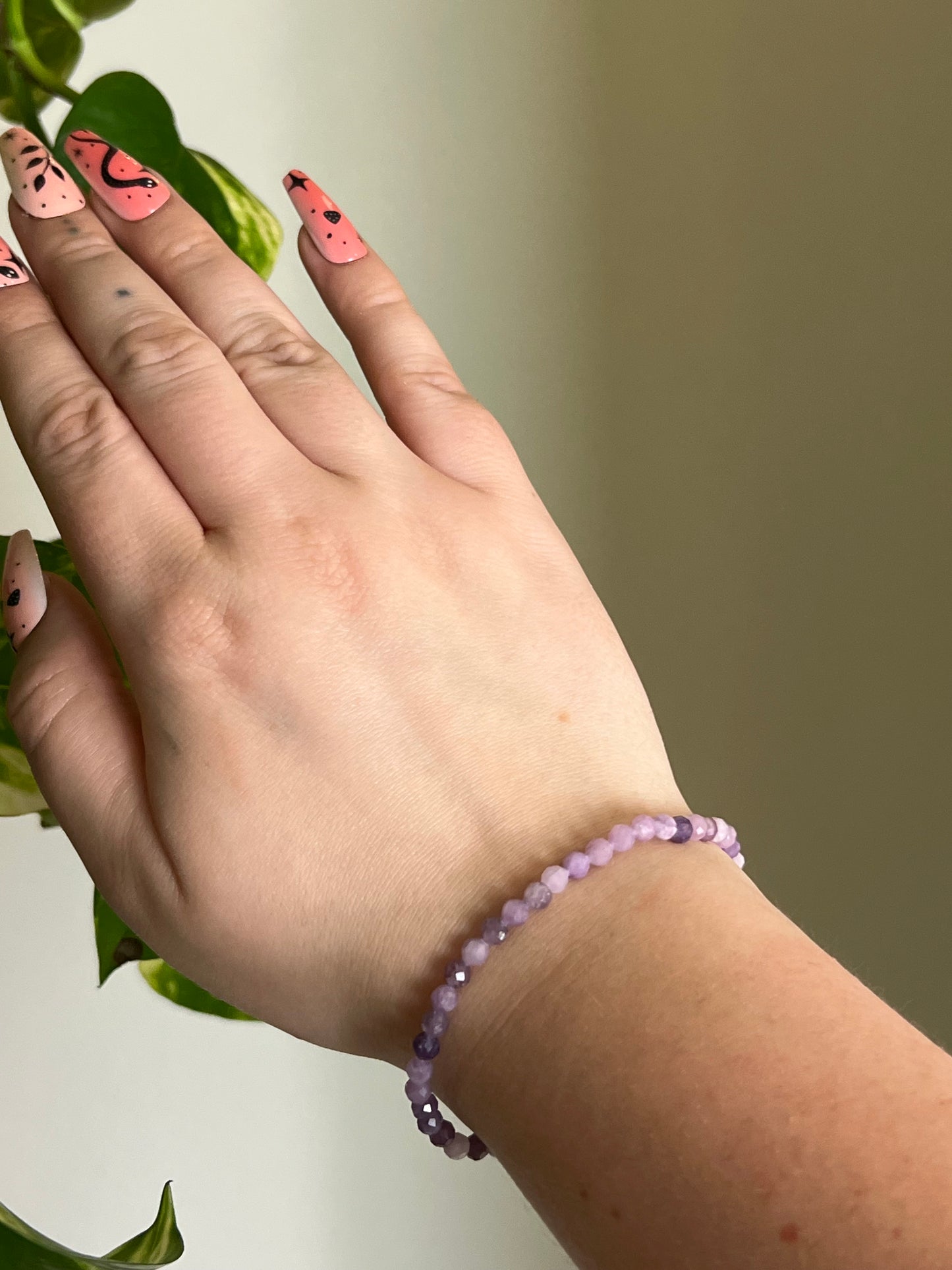 4mm Lepidolite Faceted Bracelet