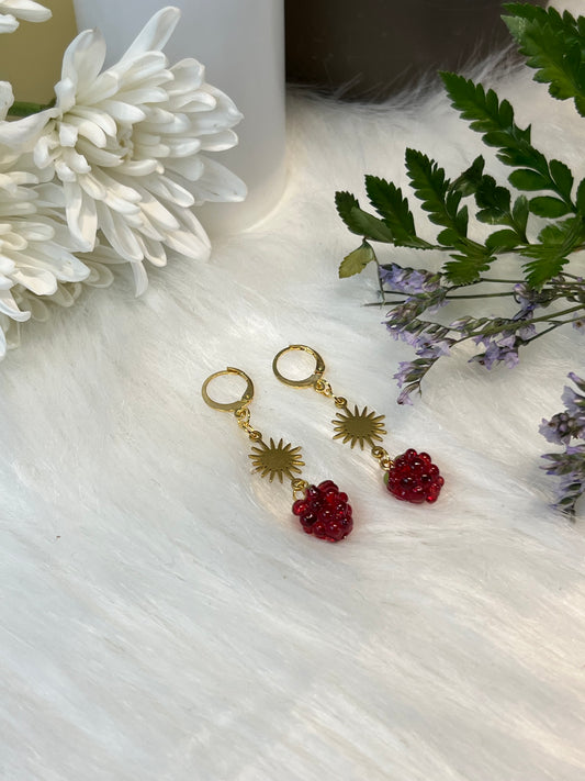 Berry Starburst Gold Earrings