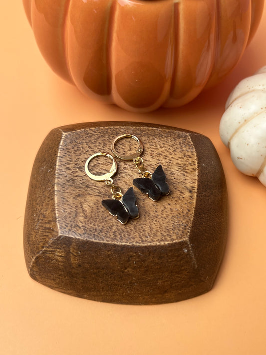 Black Gold Butterfly Earrings