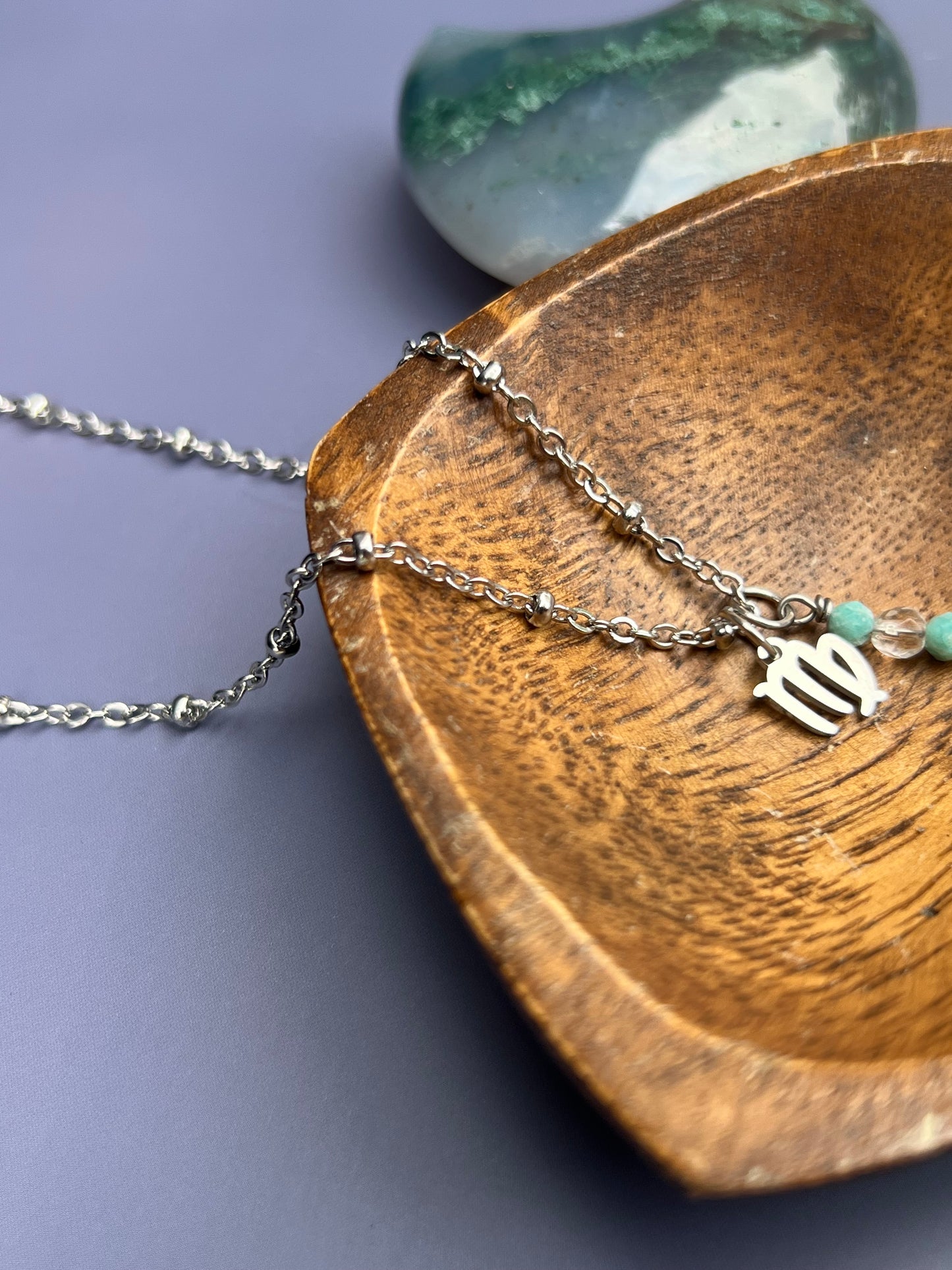 Virgo - Zodiac Sign Gemstone Silver Necklace