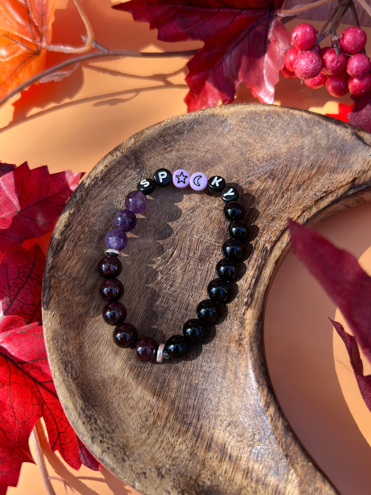 Spooky Amethyst Garnet and Tourmaline Bracelet