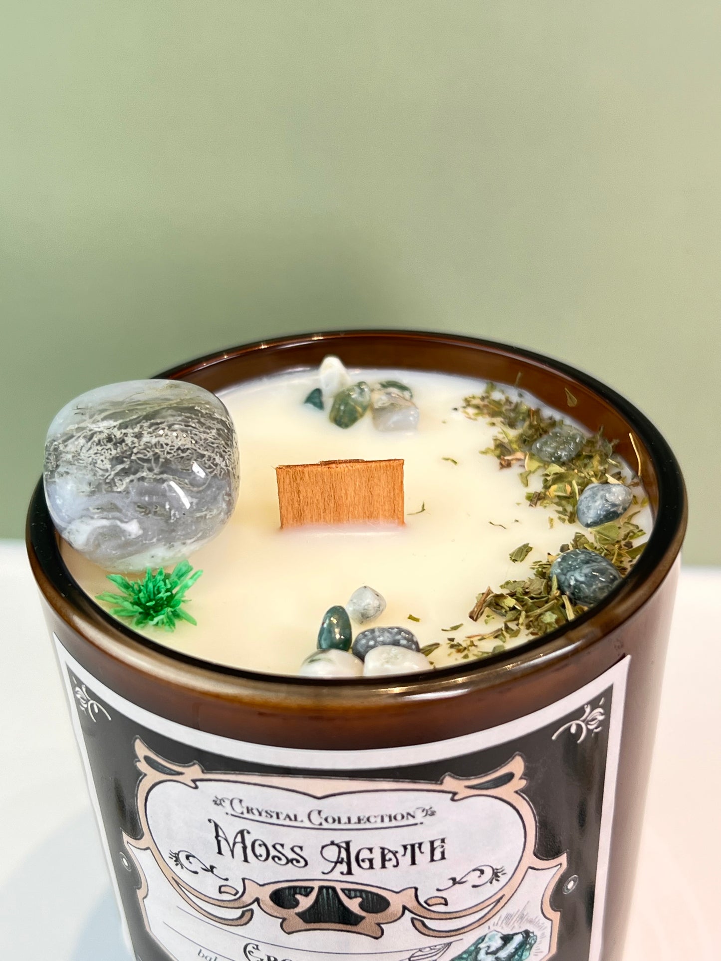 Moss Agate - Growth | Luxury Crystal Candle