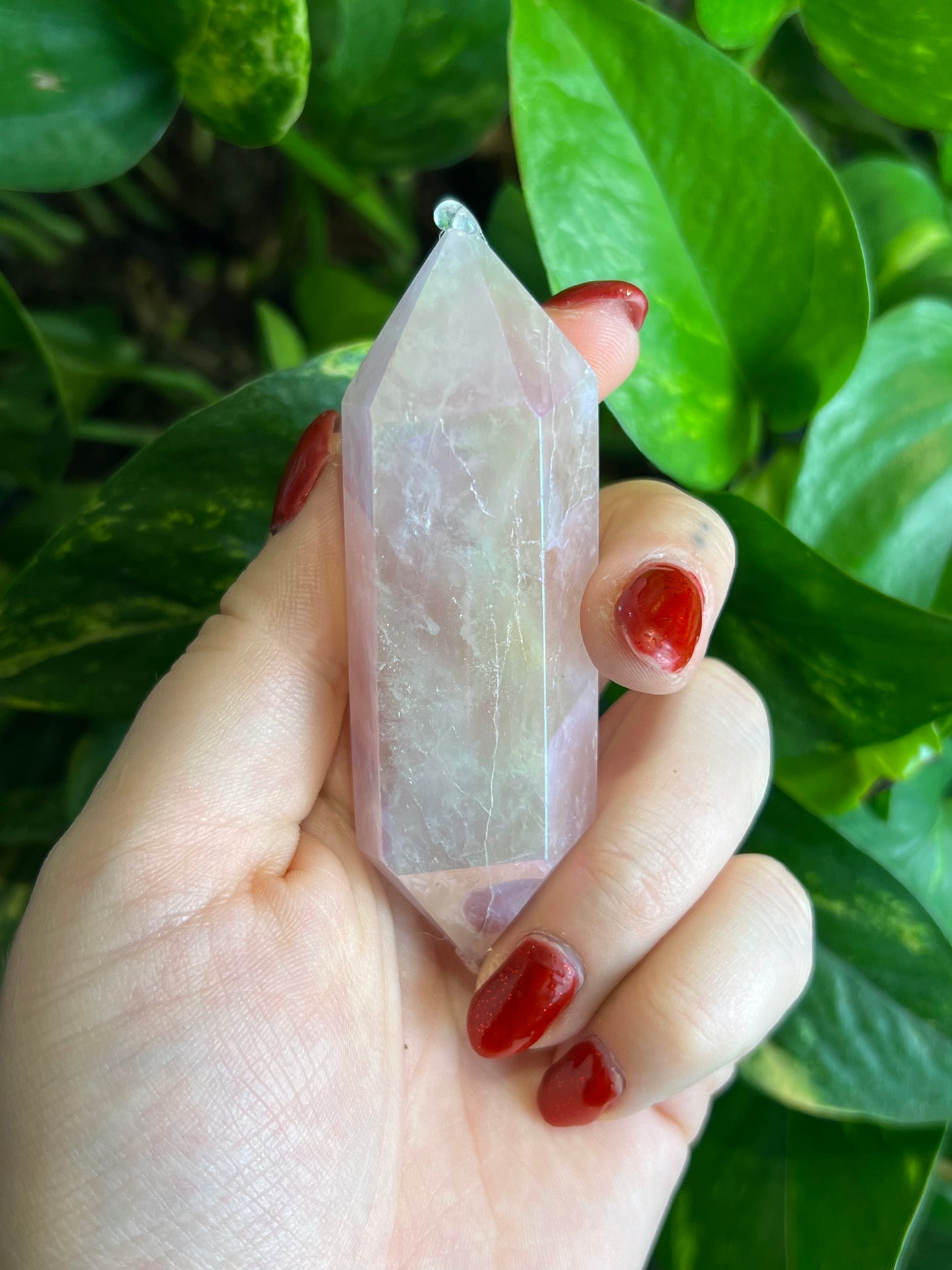 Rose Aura Quartz Double Terminated Point - Medium
