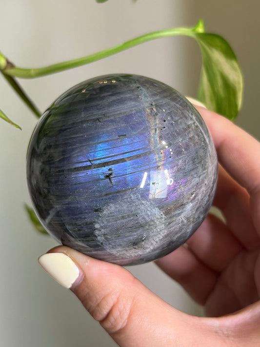 Flashy Purple + Blue Labradorite Sphere - Z
