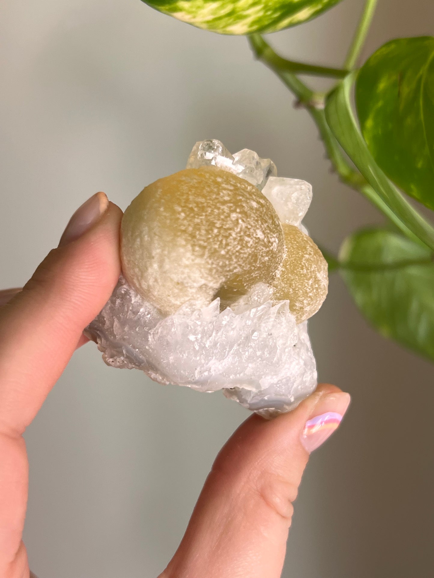 Yellow Ball Fluorite on Quartz - Rare*