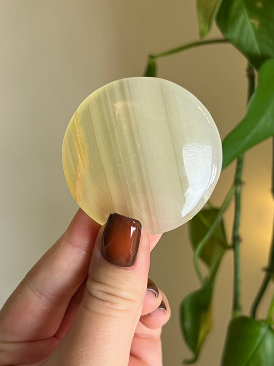 Lemon Lime Banded Onyx Medium Flat Stone