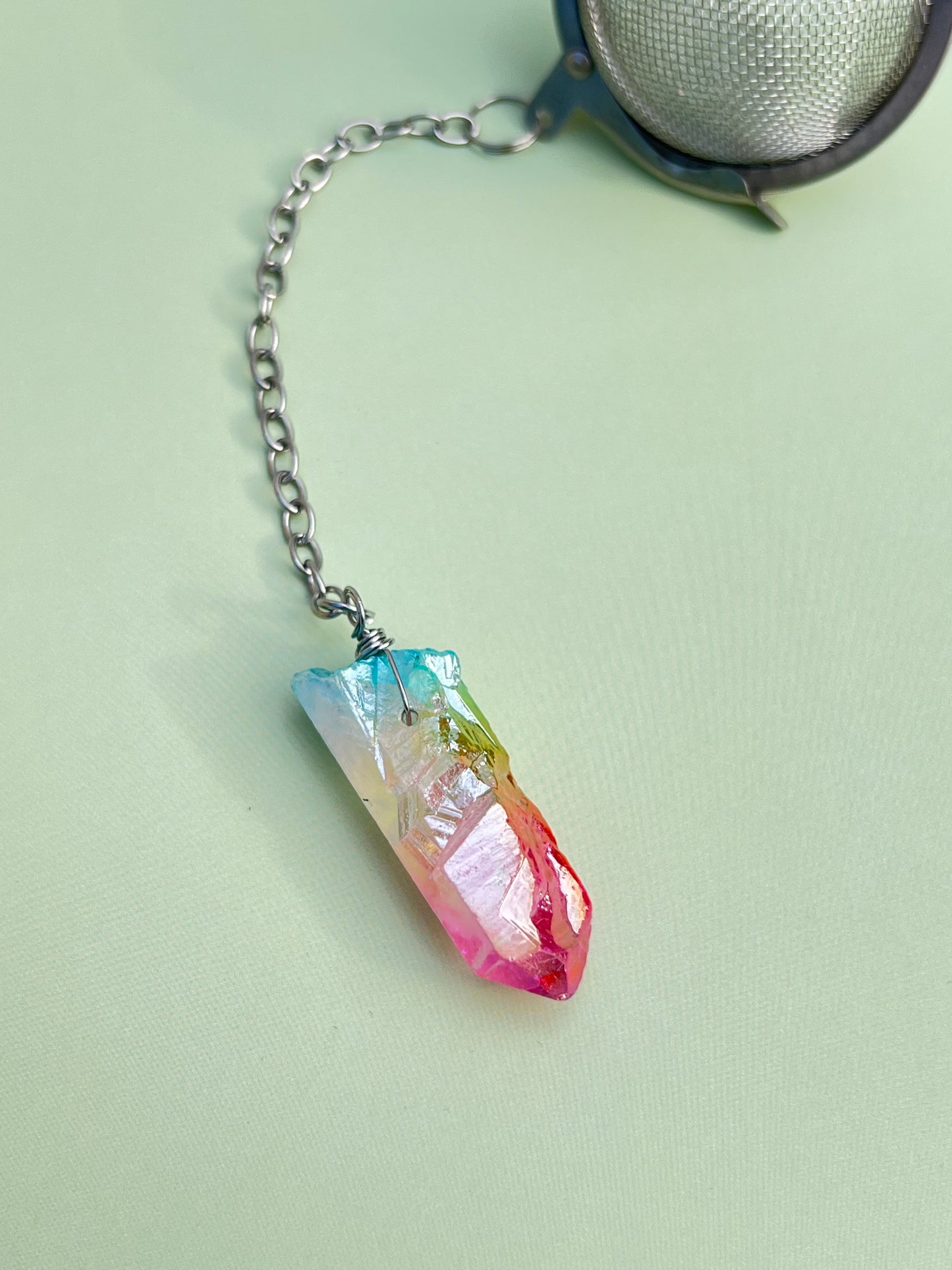 Rainbow Aura Quartz Tea Infuser