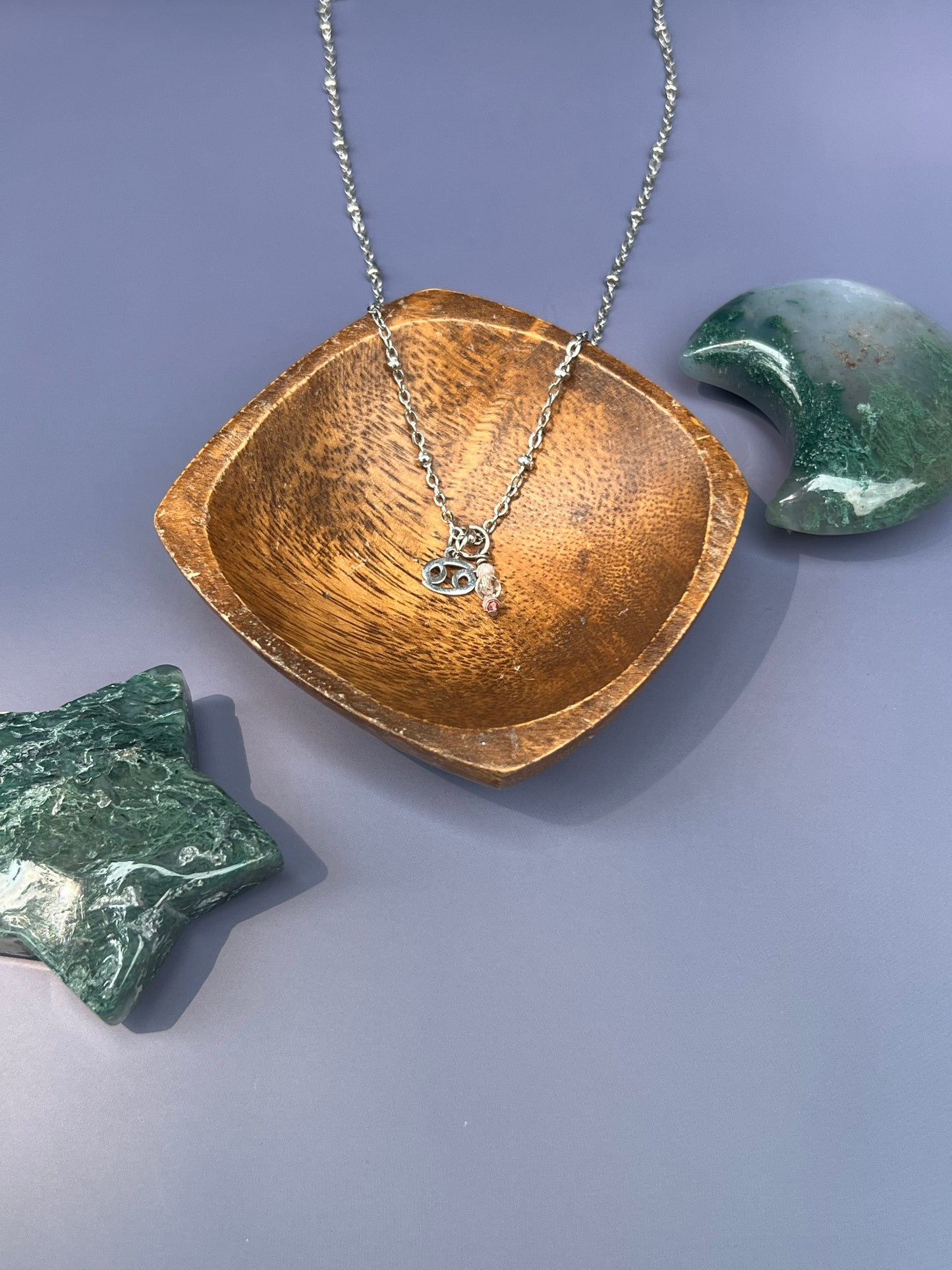 Cancer - Zodiac Sign Gemstone Silver Necklace