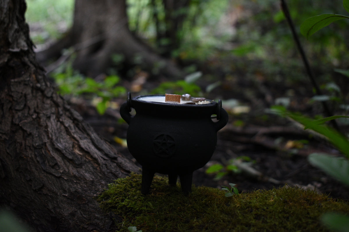 Autumnal Equinox Cauldron Candle | Green Tea + Warm Cedar 🍂