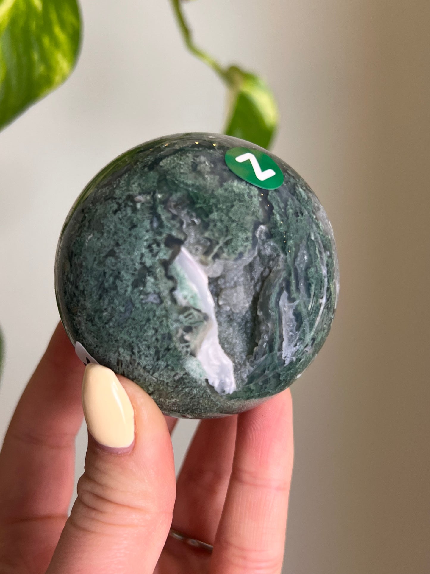 Moss Agate Druzy Sphere - Z