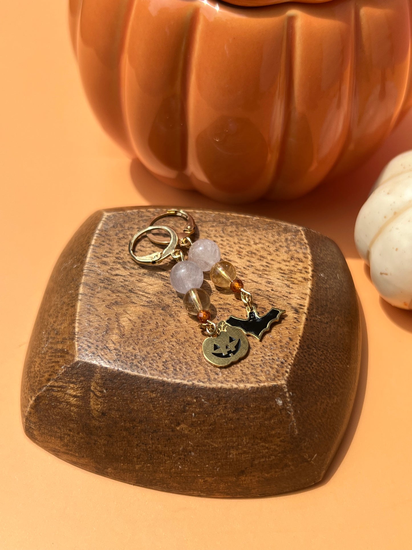Summerween Gold Dangle Earrings 🦇🎃