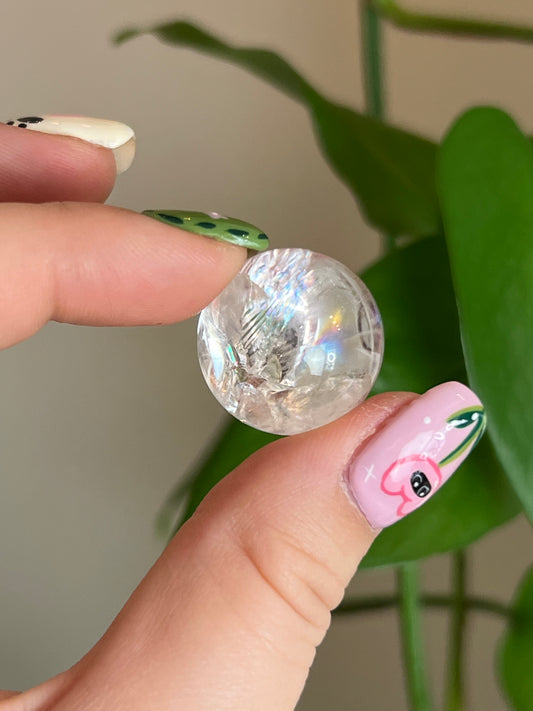 Clear Quartz Rainbow Filled Small Sphere