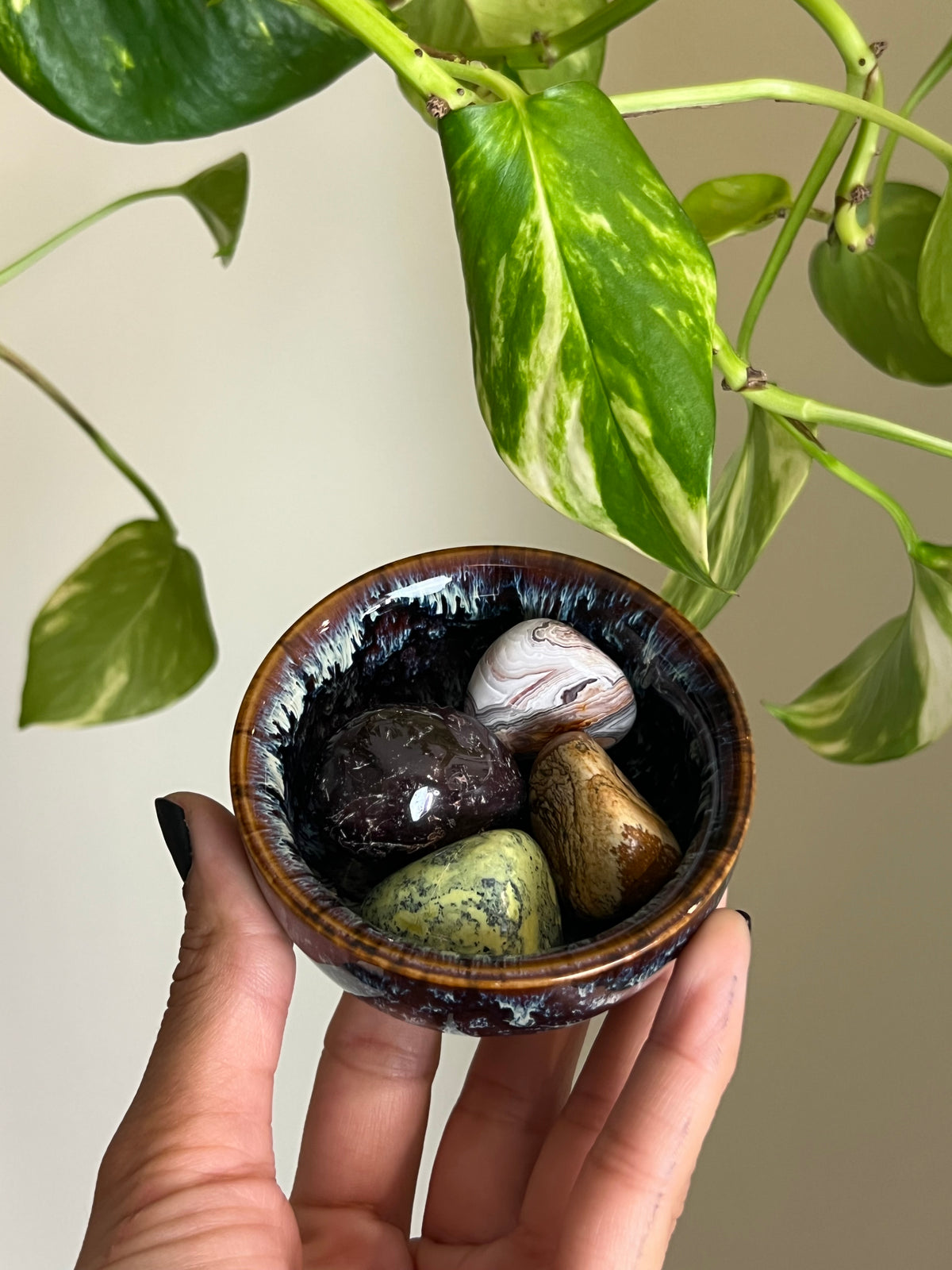 Vintage Ceramic Blue + Brown Dish