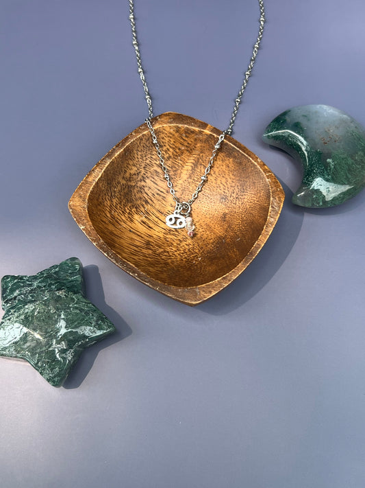 Cancer - Zodiac Sign Gemstone Silver Necklace
