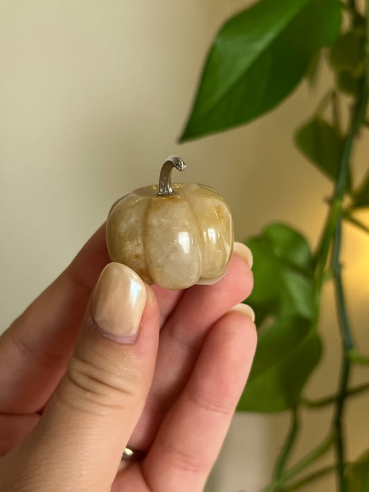 Yellow Aventurine Pumpkin Silver Stem
