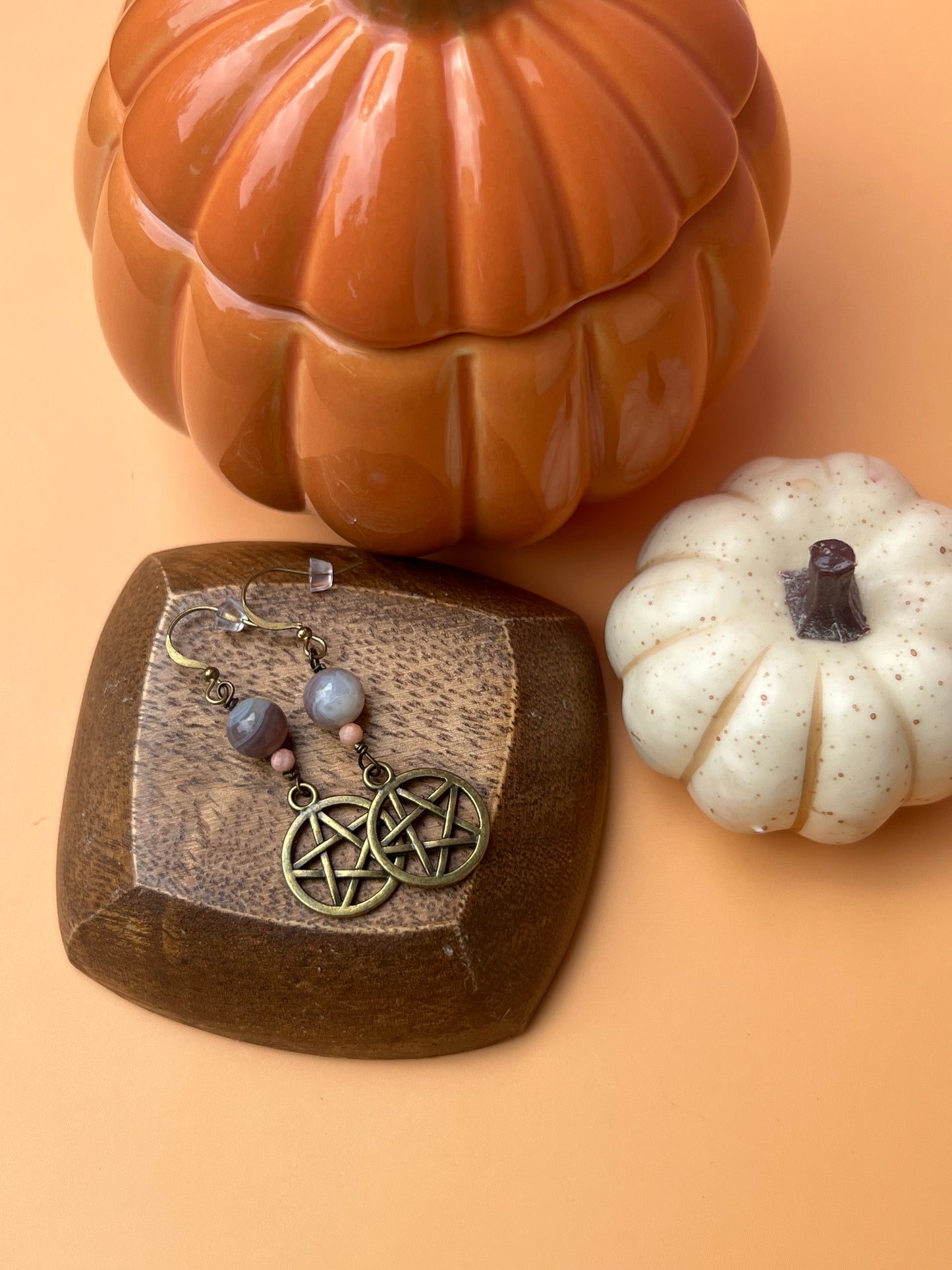Botswana Agate Pentacle of Life Earrings
