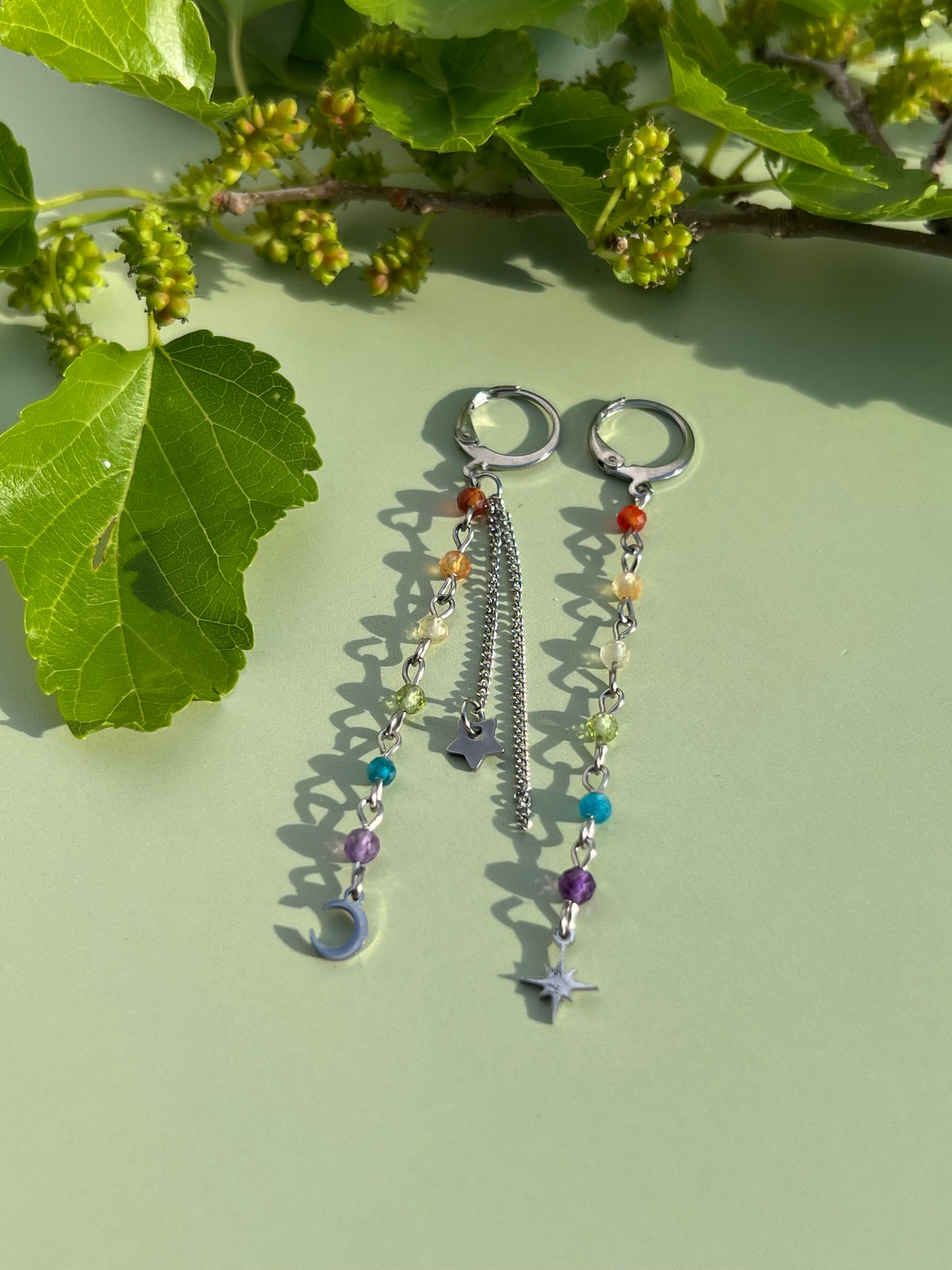 Rainbow Celestial Starburst Earrings