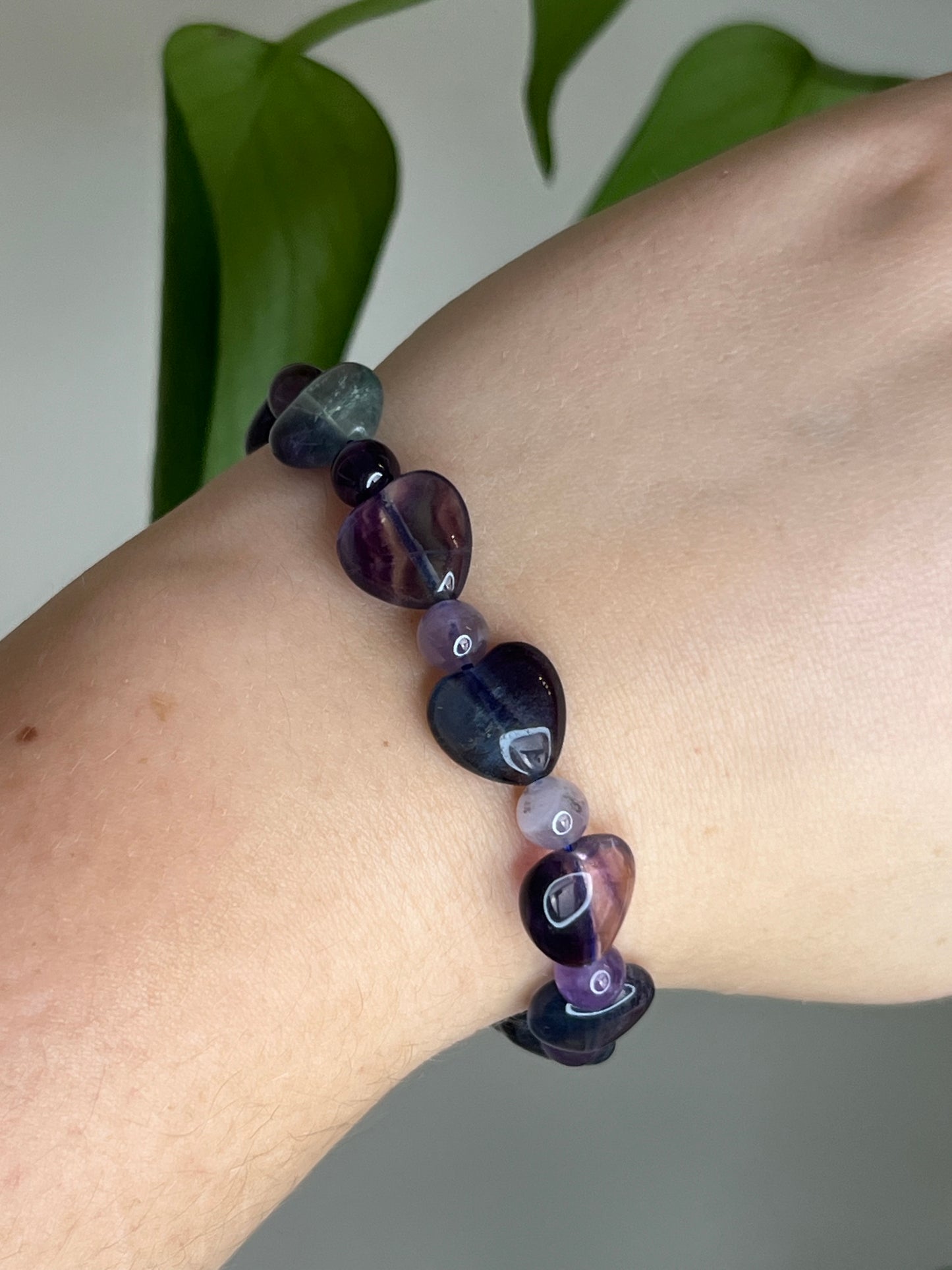 Rainbow Fluorite Heart Bracelet