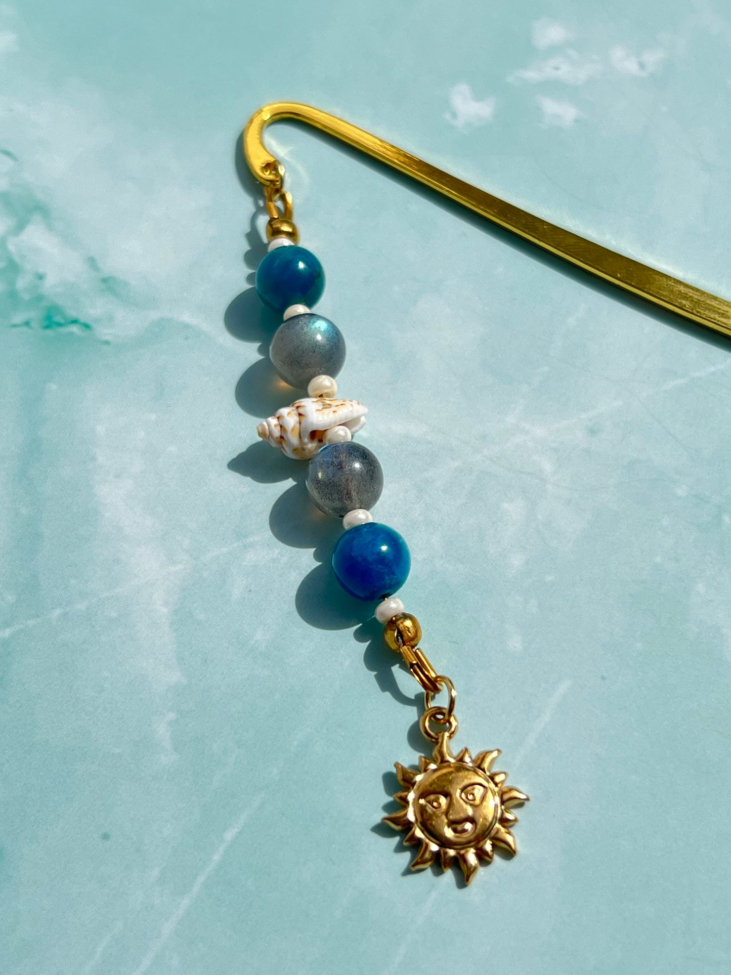 Summer Solstice Gold Shell Crystal Bookmark🐚🌊📖