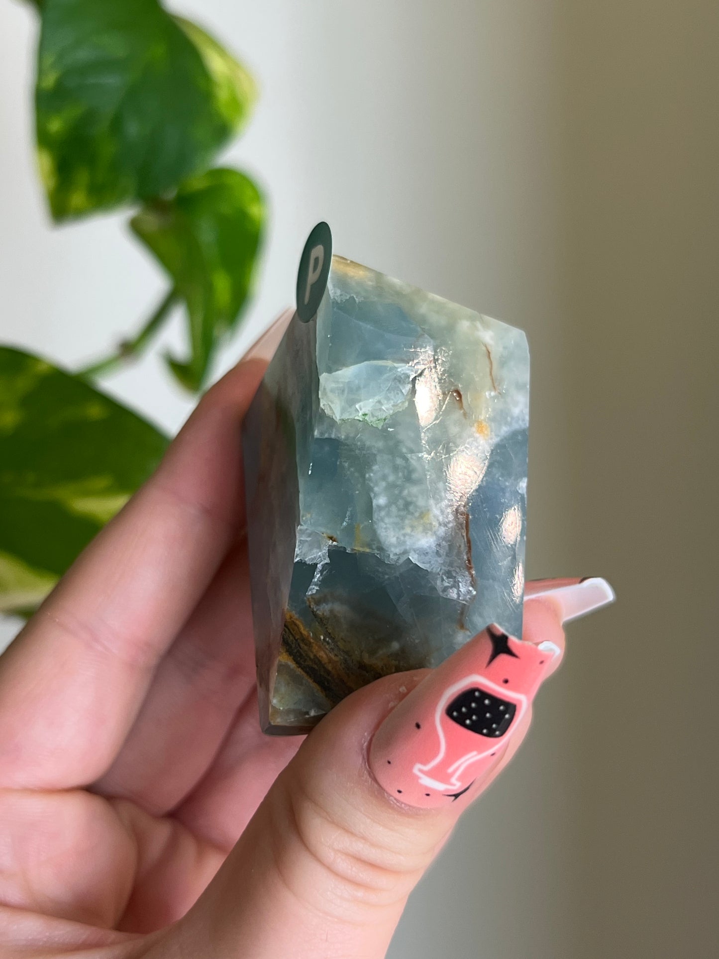 Blue Lemurian Aquatine Calcite Gusher - P 🍬