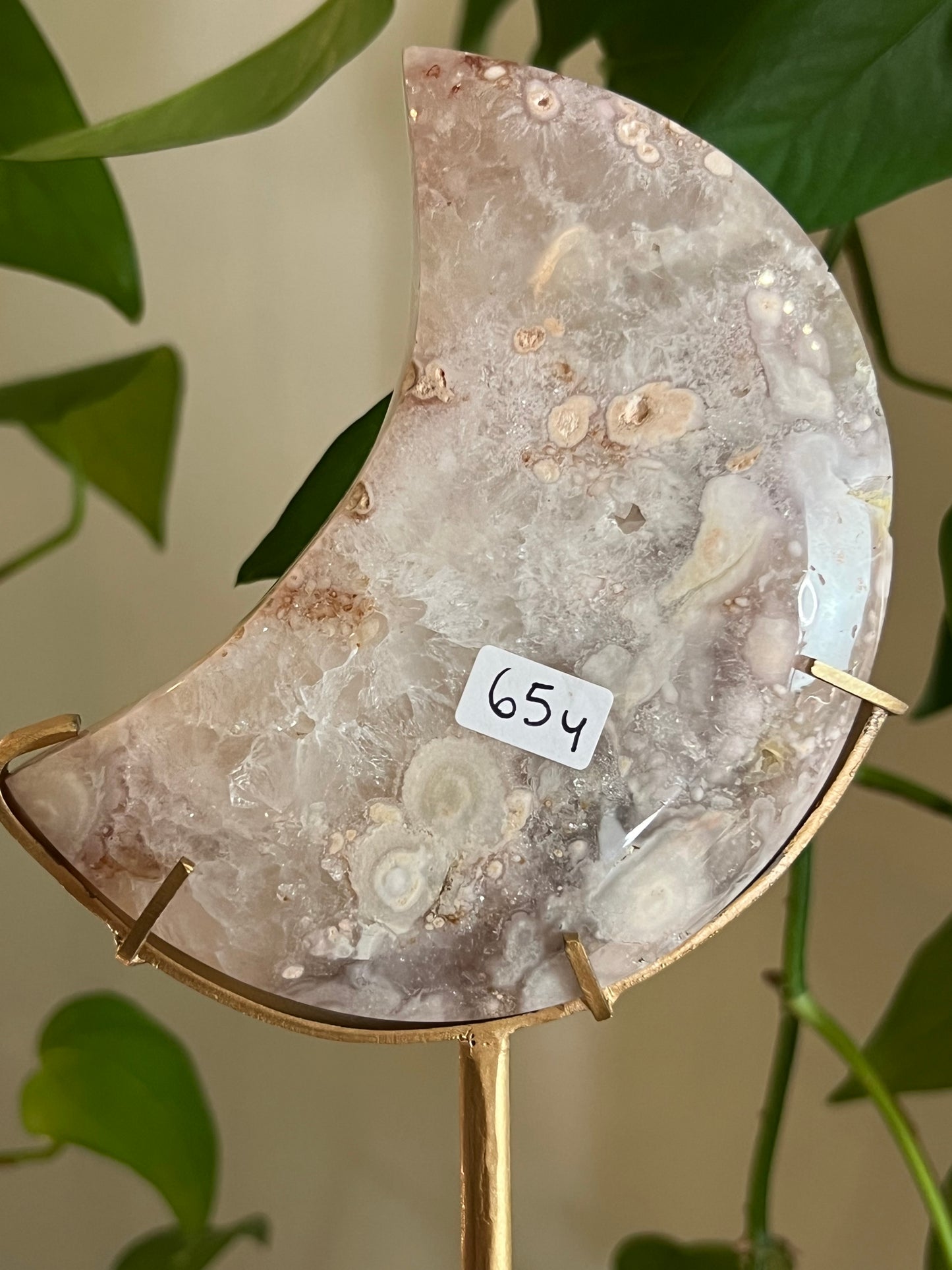 Flower Agate Moon Stand - Y