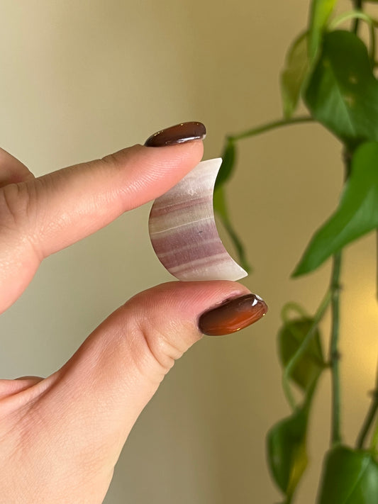 Pink Banded Onyx Small Moon