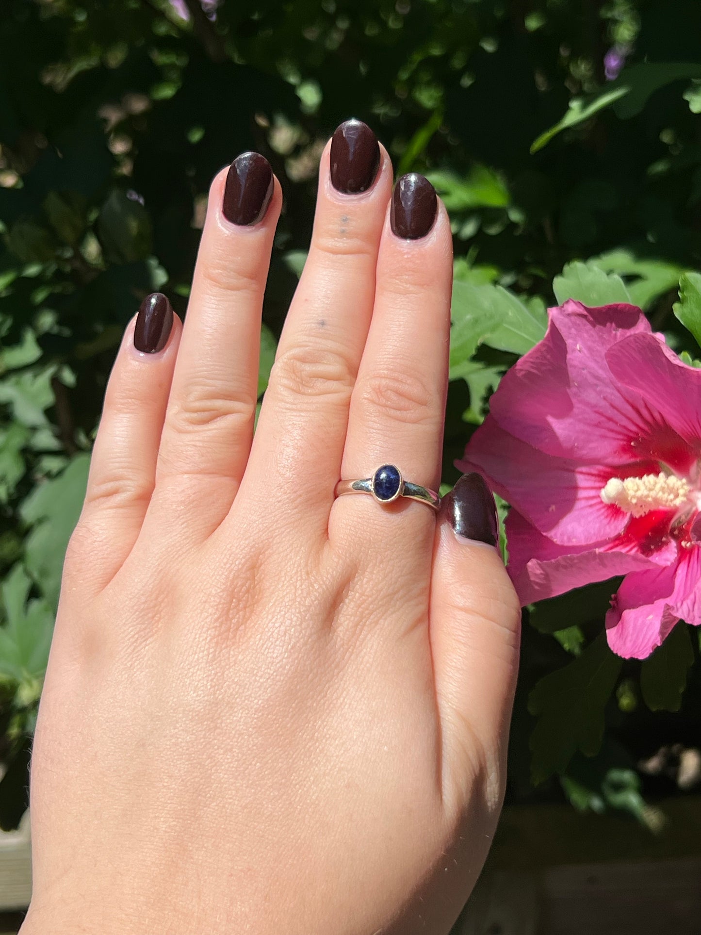 Sodalite Dainty Sterling Silver Ring | Size 8.5