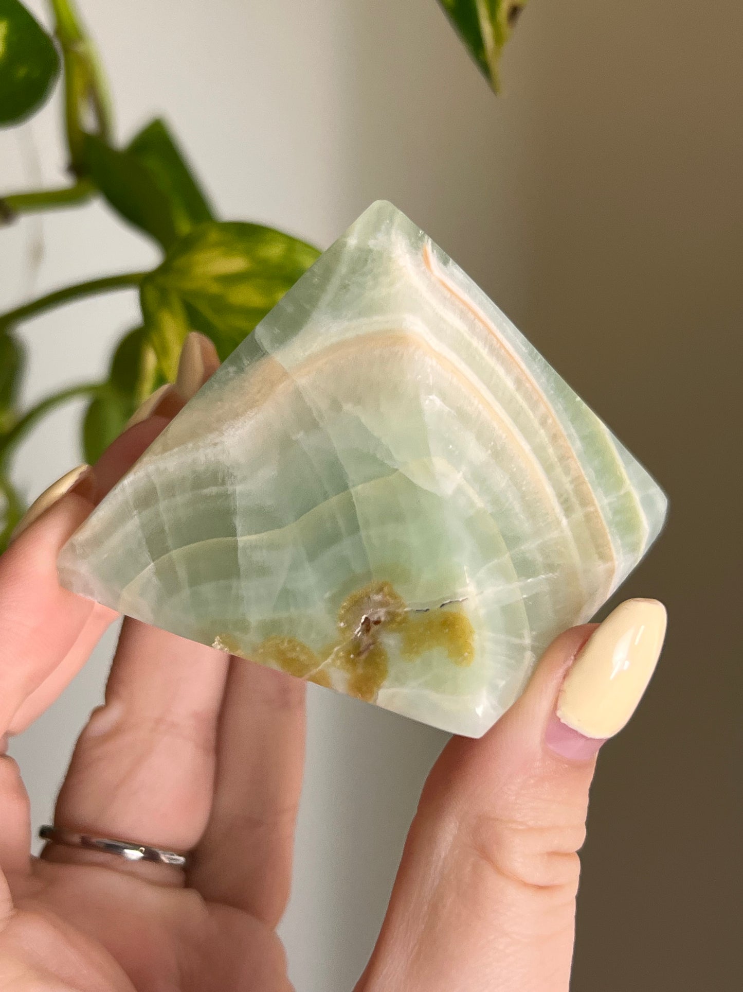 Pistachio Calcite Pyramid - J