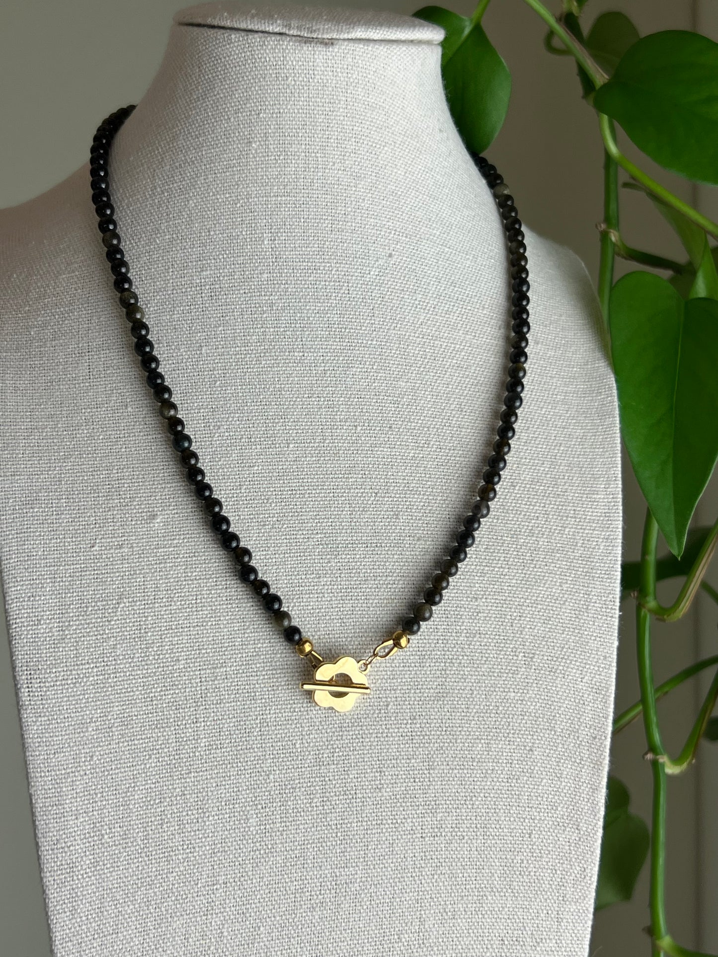 Celestial Gold Sheen Obsidian Necklace