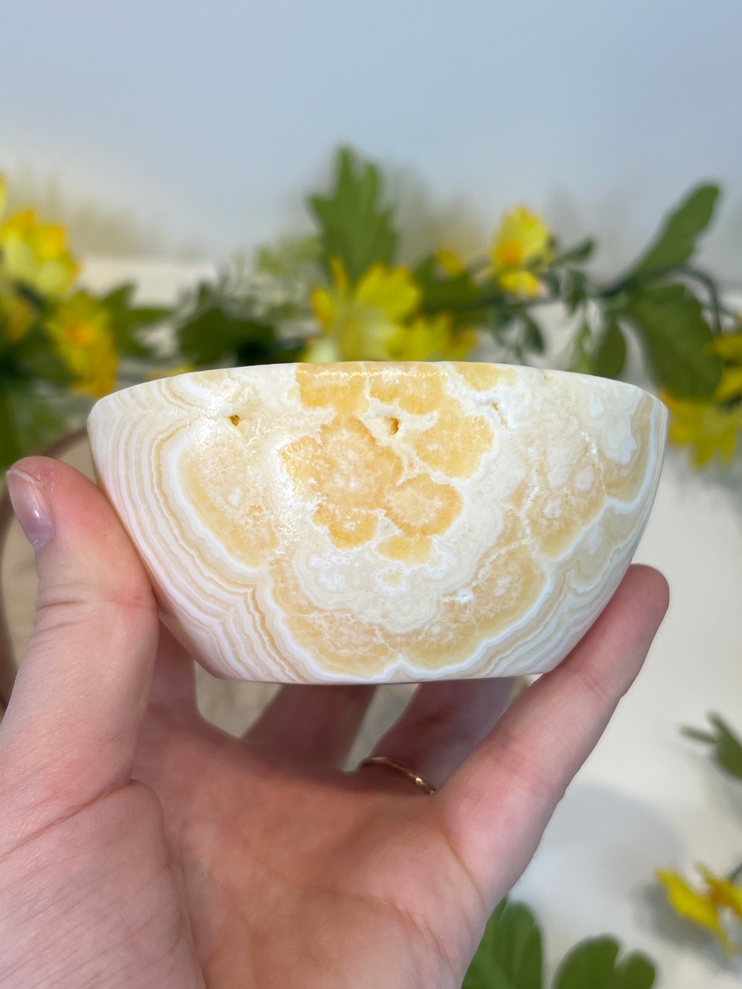 Yellow Banded Calcite Bowl